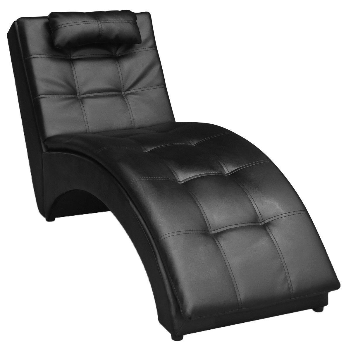 Sezlong vidaXL, Piele artificiala, Negru, 150 x 55 x 72 cm