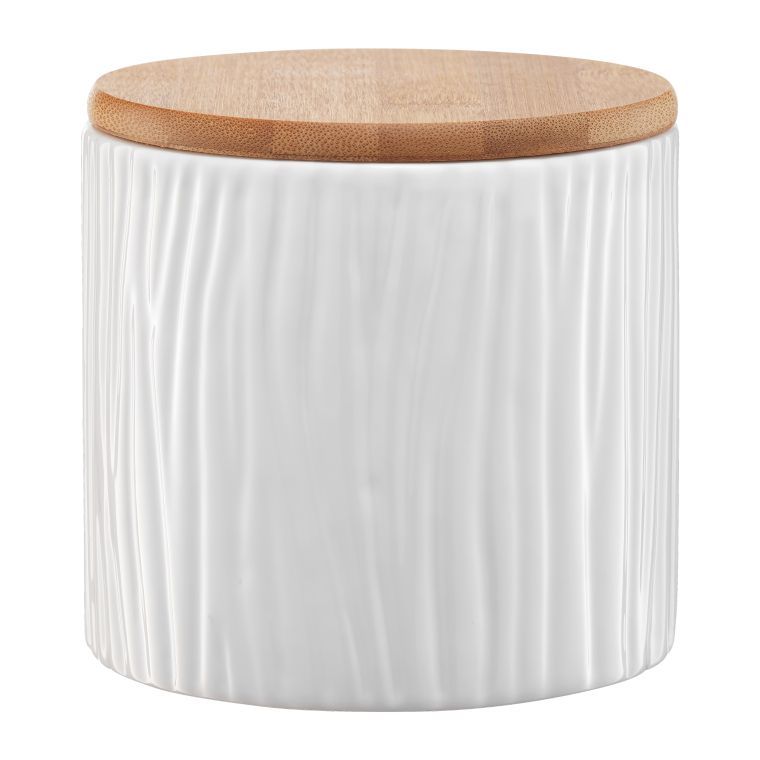 Container din Doldomita cu capac Bamboo, Tuvo, Ambition, 670 ml, alb