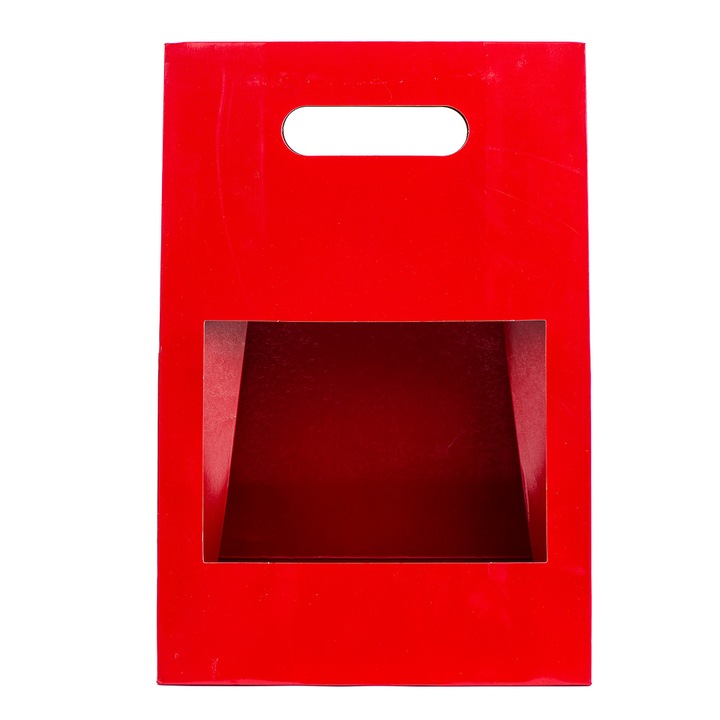 Комплект от 5 кутии с прозорец и дръжка, Createur, червени