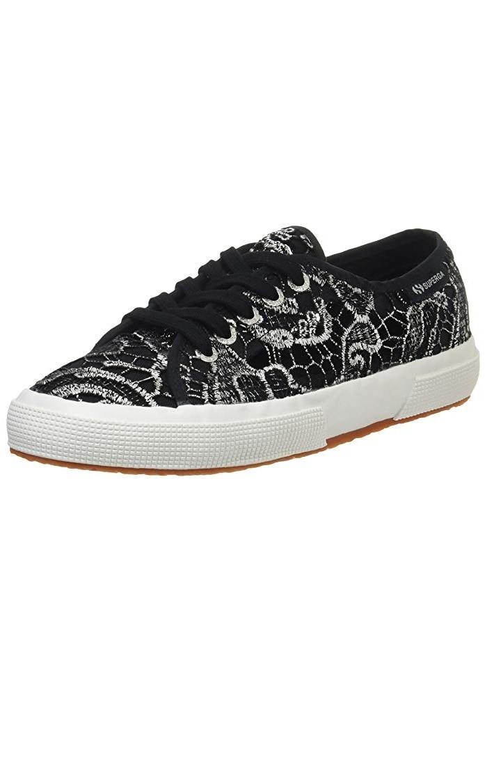 Pantofi sport, SUPERGA, Femei, Alergare, Negru/Argintiu