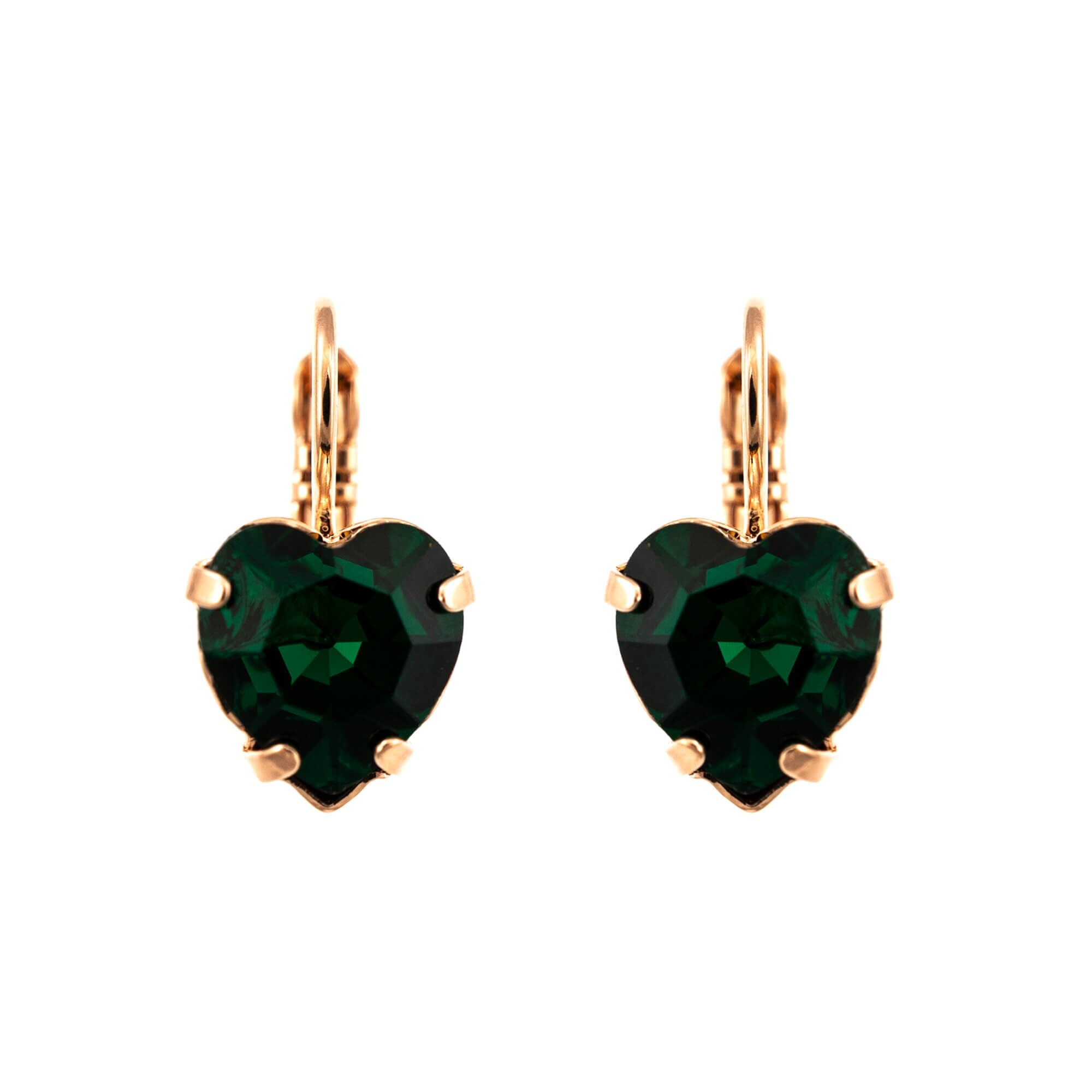Cercei placati cu Aur roz de 24K, Cristale, Emerald by Roxannes - Mariana Jewellery, Verde