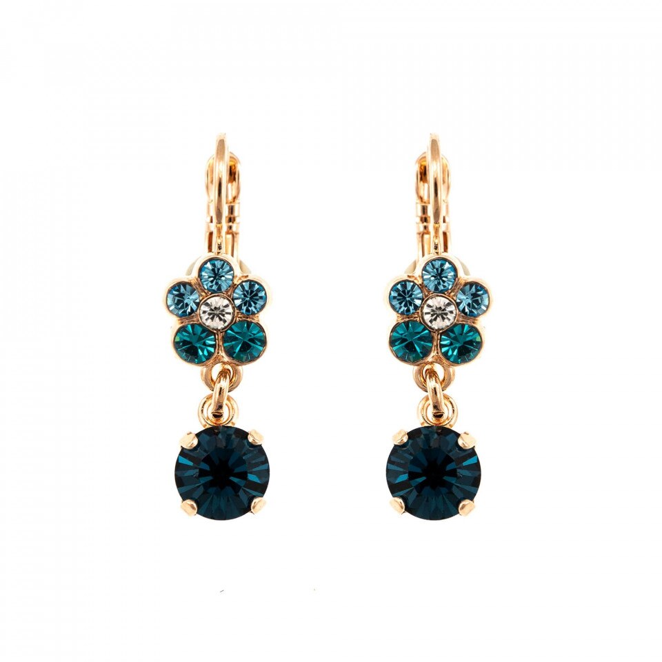 Cercei placati cu Aur roz de 24K, Cristale Swarovski, Nightfall - Mystique by Roxannes - Mariana Jewellery, Albastru 1152/3-1114RG6