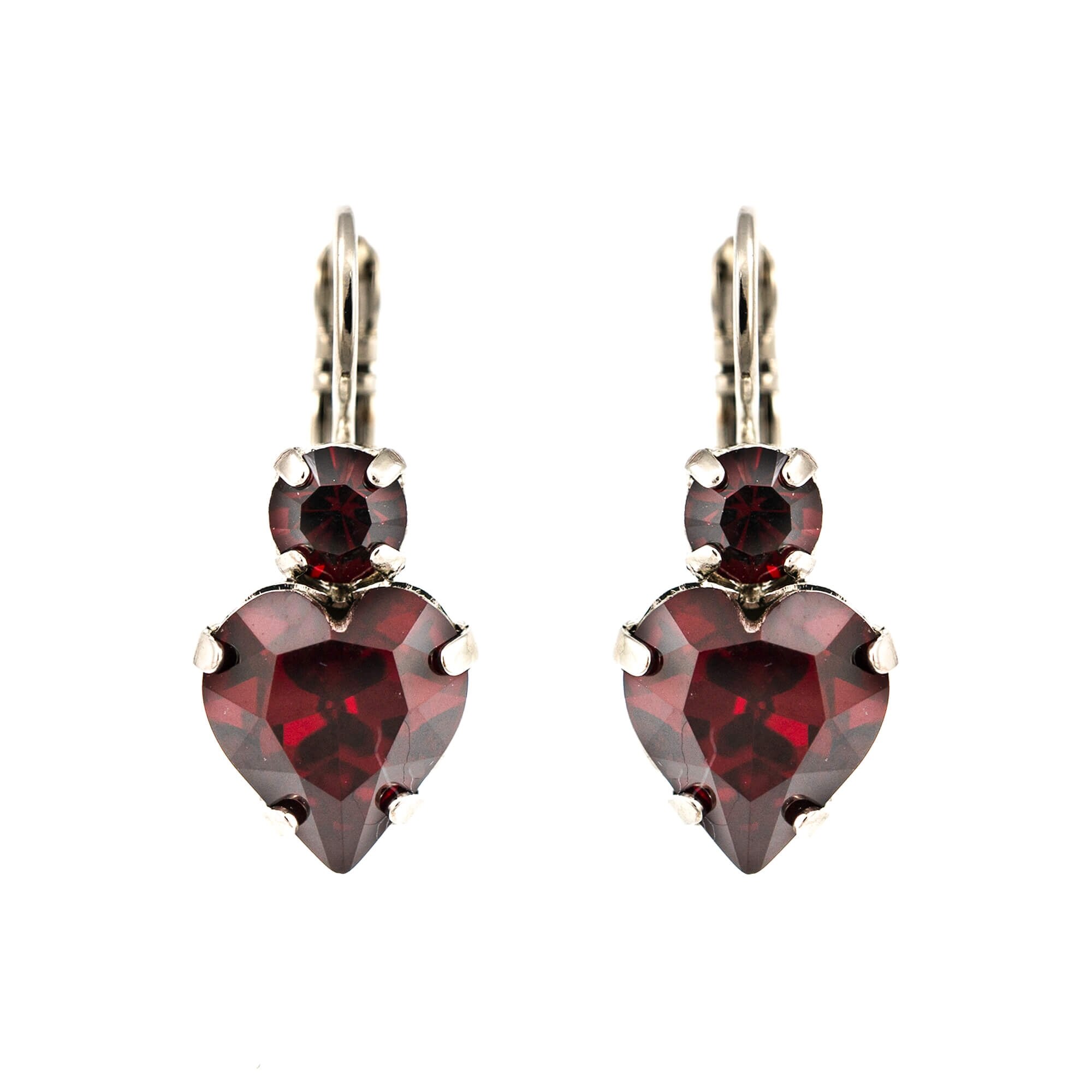 Cercei placati cu rodiu, Cristale , Camelia - Botanica by Roxannes - Mariana Jewellery, Rosu