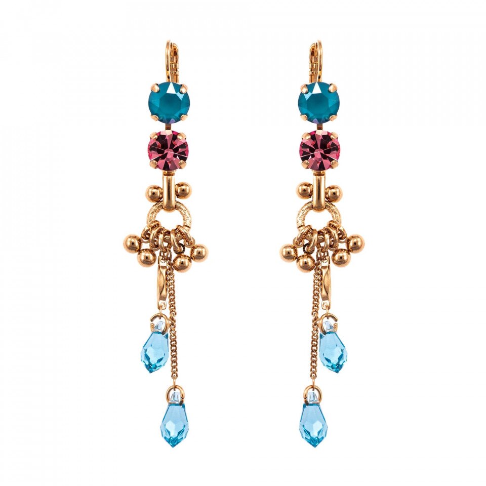 Cercei placati cu Aur roz de 24K, Cristale Swarovski, Spring Flowers by Roxannes - Mariana Jewellery, Multicolor 1160/2-2141RG6