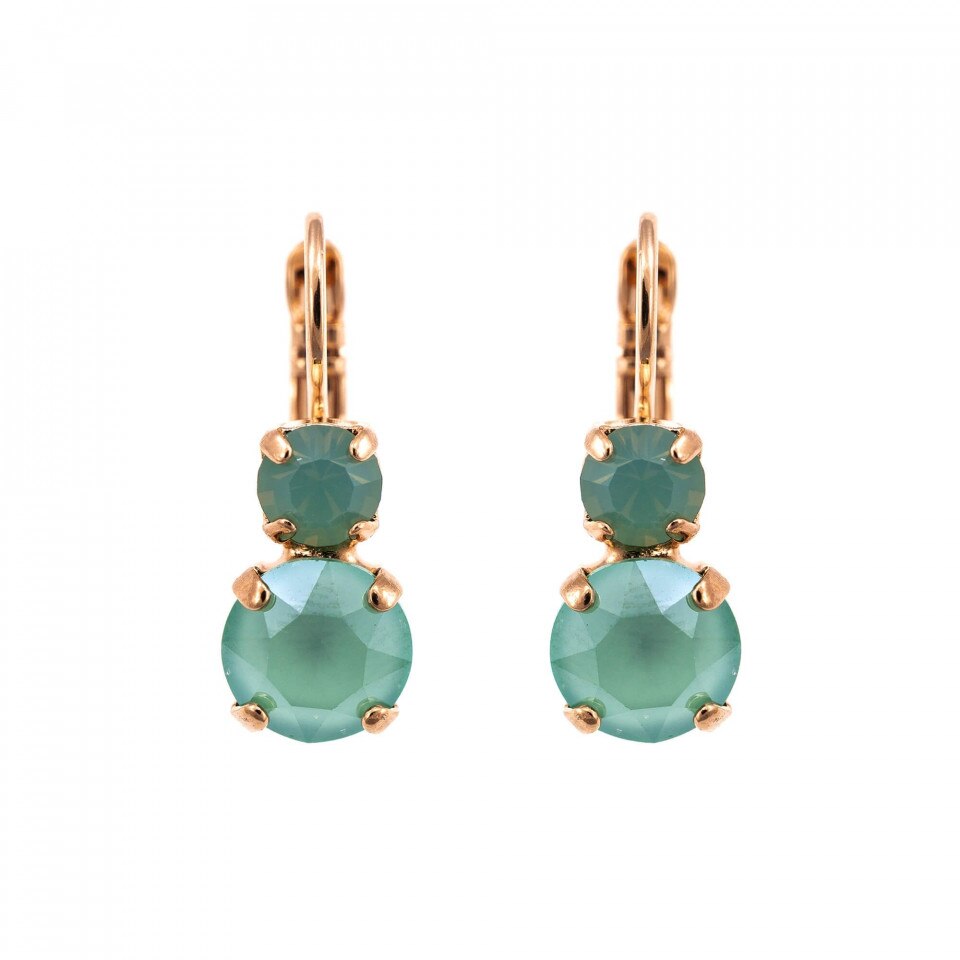 Cercei placati cu Aur roz de 24K, Cristale Swarovski, Fern by Roxannes - Mariana Jewellery, Verde 1190-2143RG6