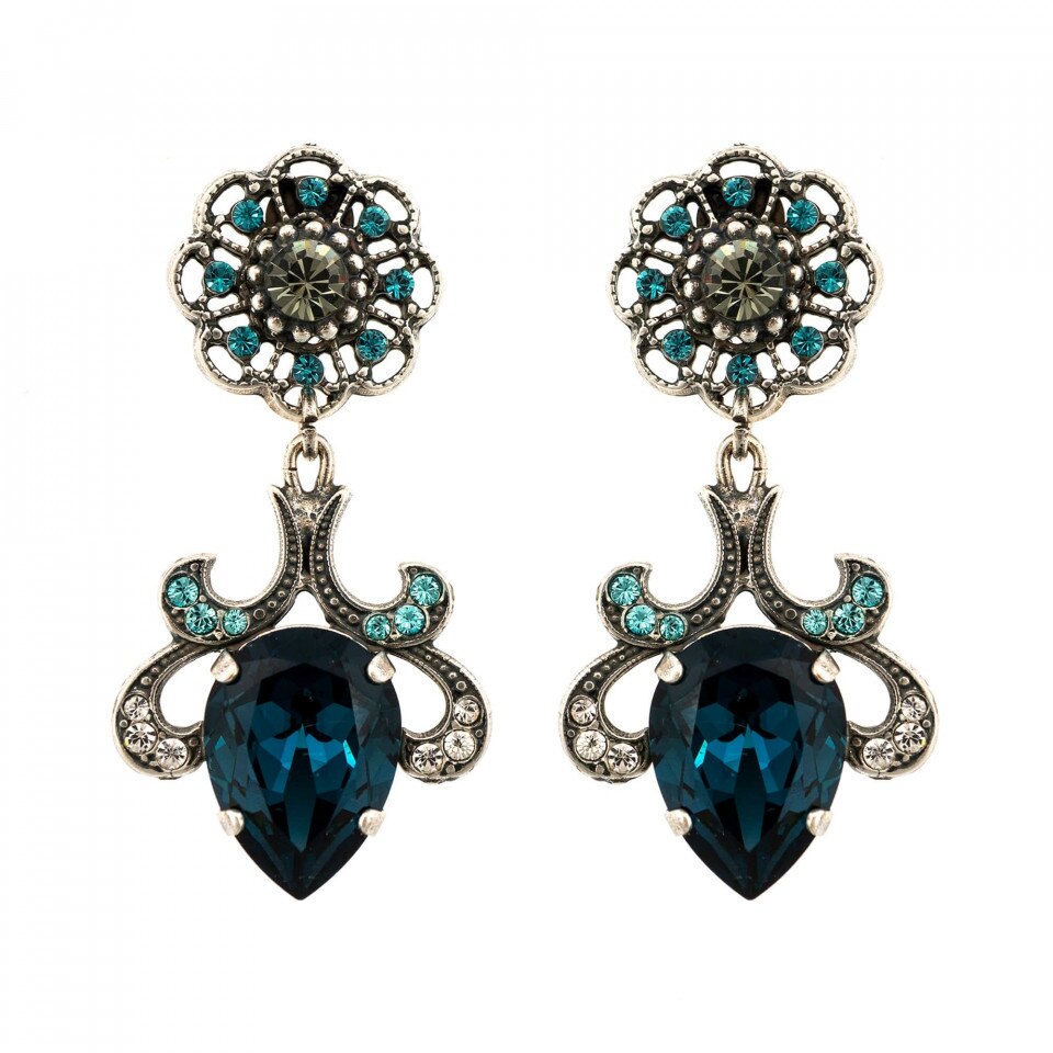 Cercei placati cu Argint 925, Cristale Swarovski, Nightfall - Mystique by Roxannes - Mariana Jewellery, Albastru 1156/1-1114SP2