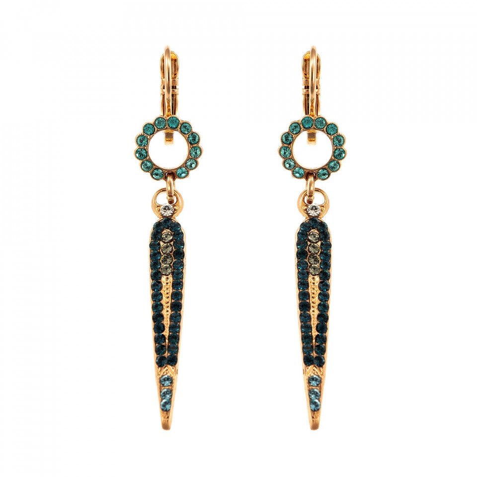 Cercei placati cu Aur roz de 24K, Cristale Swarovski, Nightfall by Roxannes - Mariana Jewellery, Albastru 1304/1-1114RG6