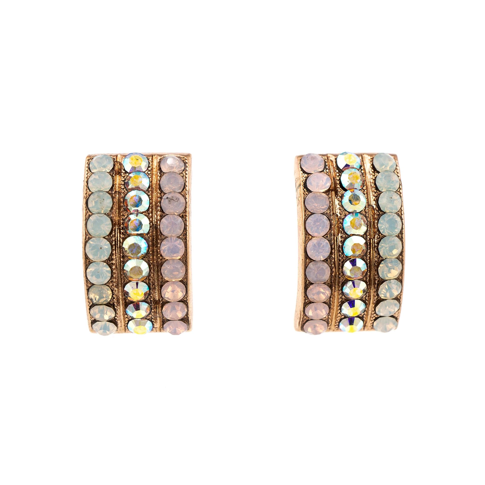 Cercei placati cu Aur roz de 24K, Cristale, Aura by Roxannes - Mariana Jewellery, Alb/Roz 1359-1112RG2