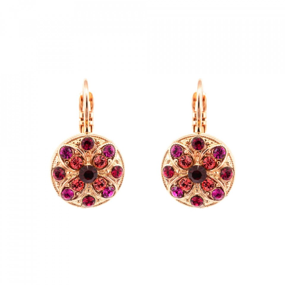 Cercei placati cu Aur roz de 24K, Cristale Swarovski, FireFly by Roxannes - Mariana Jewellery, Rosu 1218-2140RG6