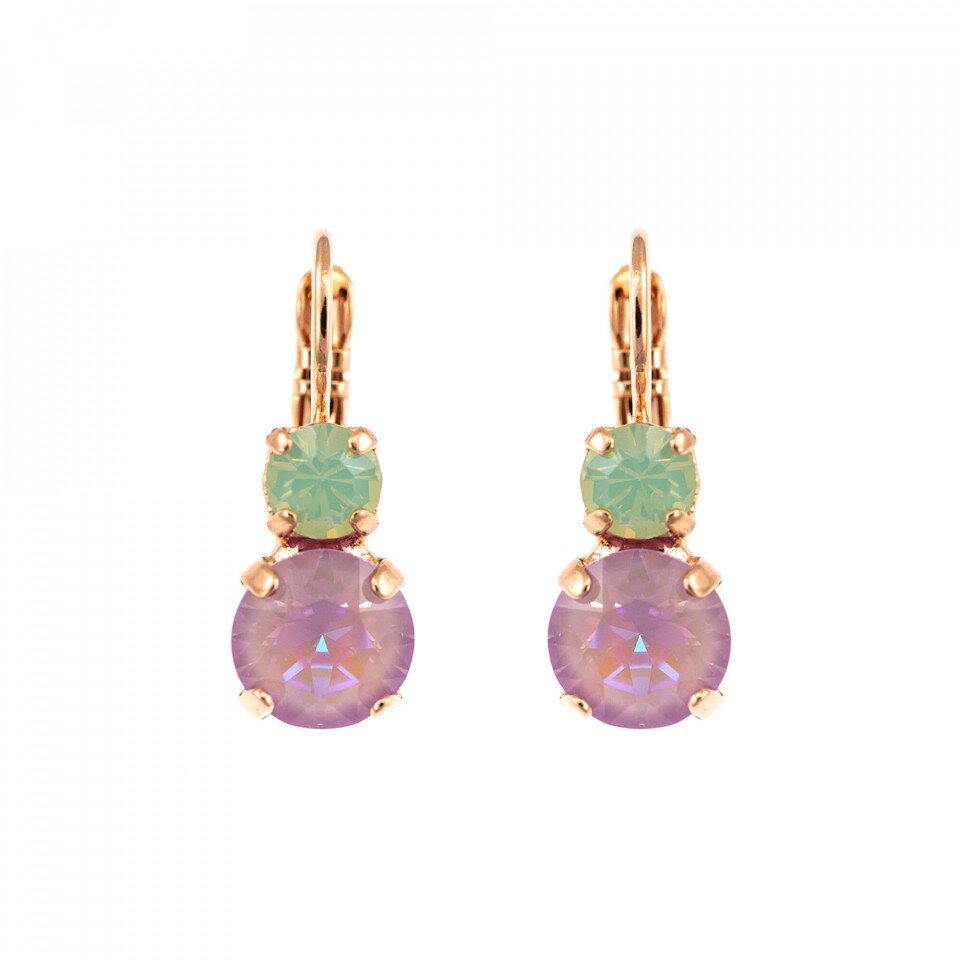 Cercei placati cu Aur roz de 24K, Cristale Swarovski, Lavender - Botanica by Roxannes - Mariana Jewellery, Multicolor 1190-1910RG6