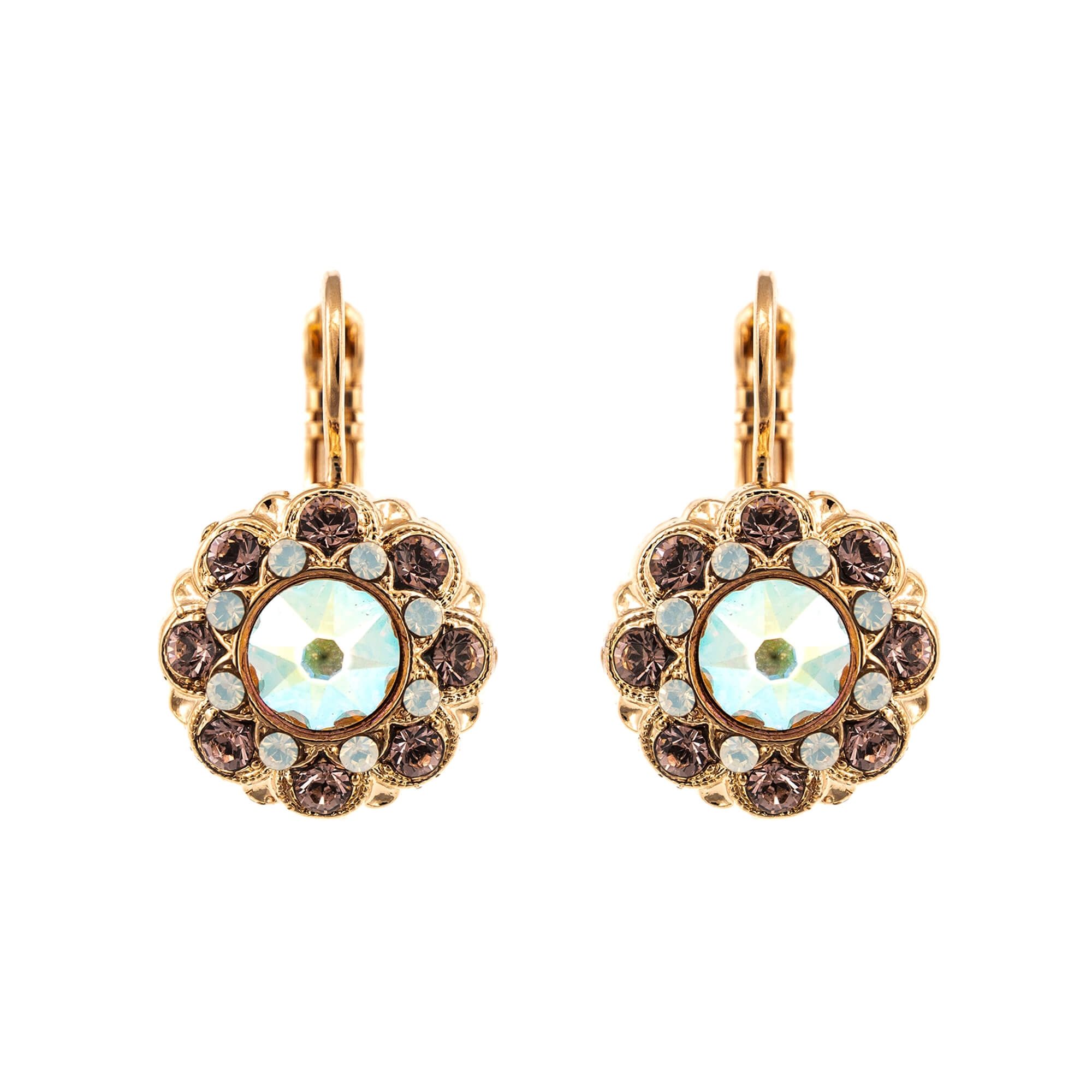 Cercei placati cu Aur roz de 24K, Cristale, Aura by Roxannes - Mariana Jewellery, Alb/Roz 1417-1112RG6