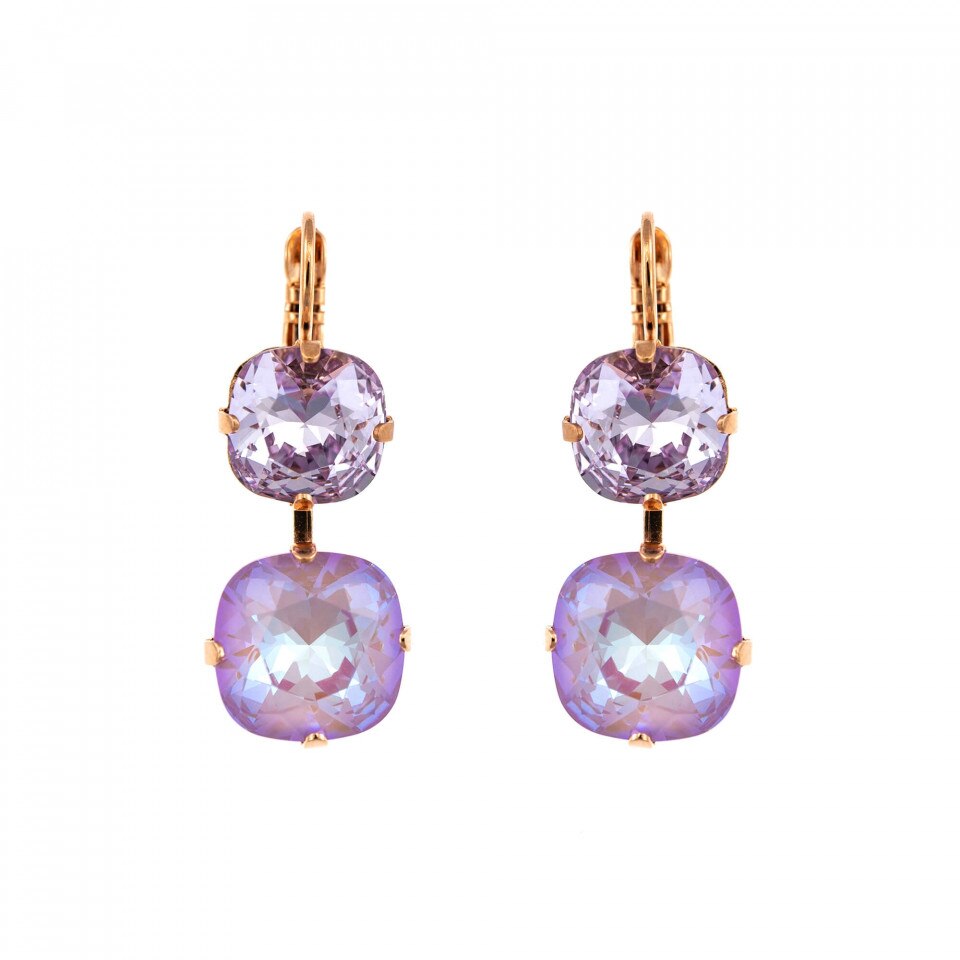 Cercei placati cu Aur roz de 24K, Cristale Swarovski, Lavender - Botanica by Roxannes - Mariana Jewellery, Multicolor 1326/8-1910RG6