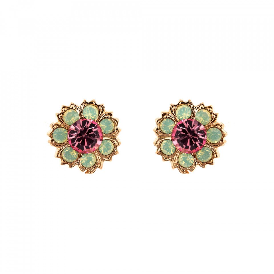 Cercei placati cu Aur roz de 24K, Cristale Swarovski, Lavender - Botanica by Roxannes - Mariana Jewellery, Multicolor 1411/2-1910RG2