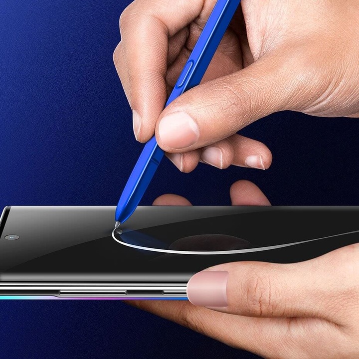 Set 2 x Folie pentru Samsung Note 10 Plus, Baseus, Curbata 3D, Anti-Explosion, Flexibila, Full-Screen, Negru