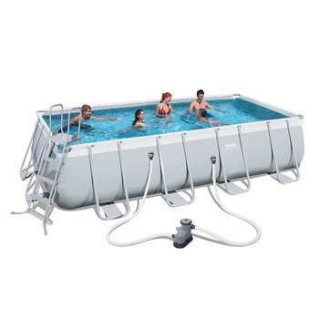 Piscina cu cadru metalic Bestway, 488 x 244 x 122 cm, dreptunghiulara, cu pompa de filtrare + scara si kit reparatie Piscina cu cadru metalic Bestway, 488 x 244 x 122 cm, dreptunghiulara, cu pompa de filtrare + scara si kit reparatie
