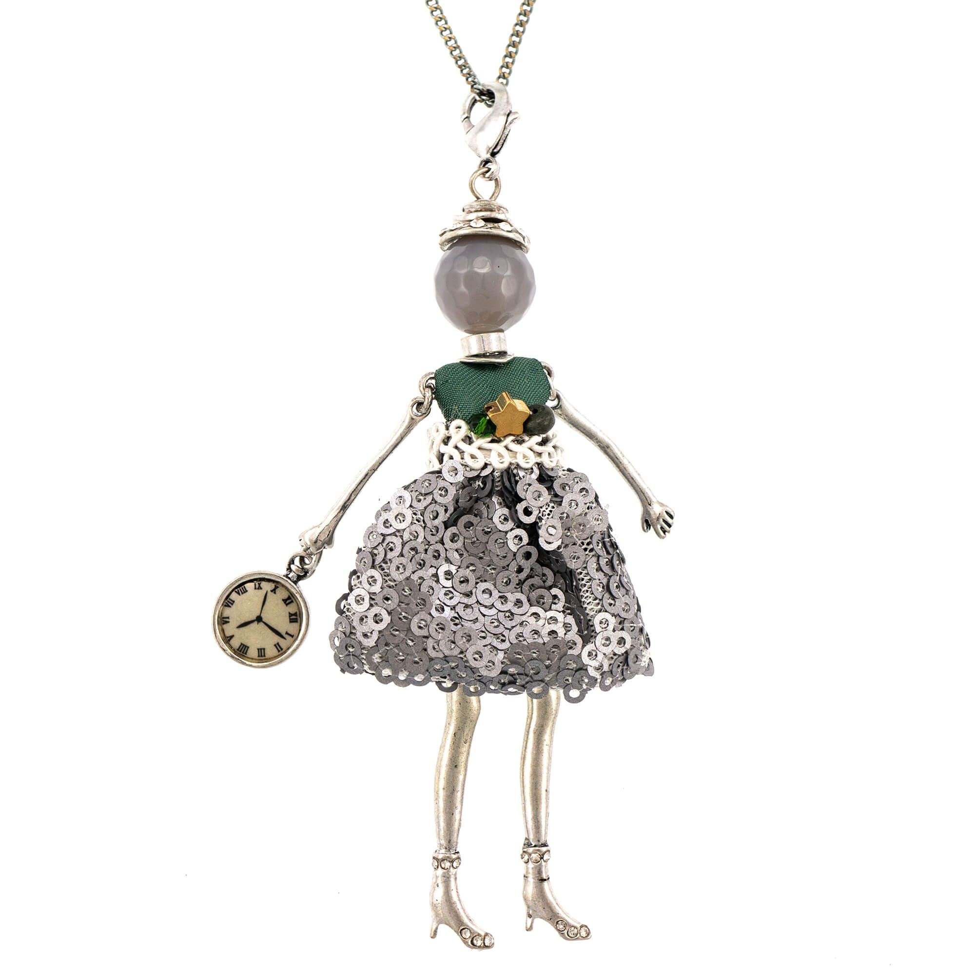 Pandantiv cu lant Bambola in Stile Los Angeles-Brillare-Grey, Haute Couture Style by Roxannes - Bambole Milanesi, Gri 42226-Grey