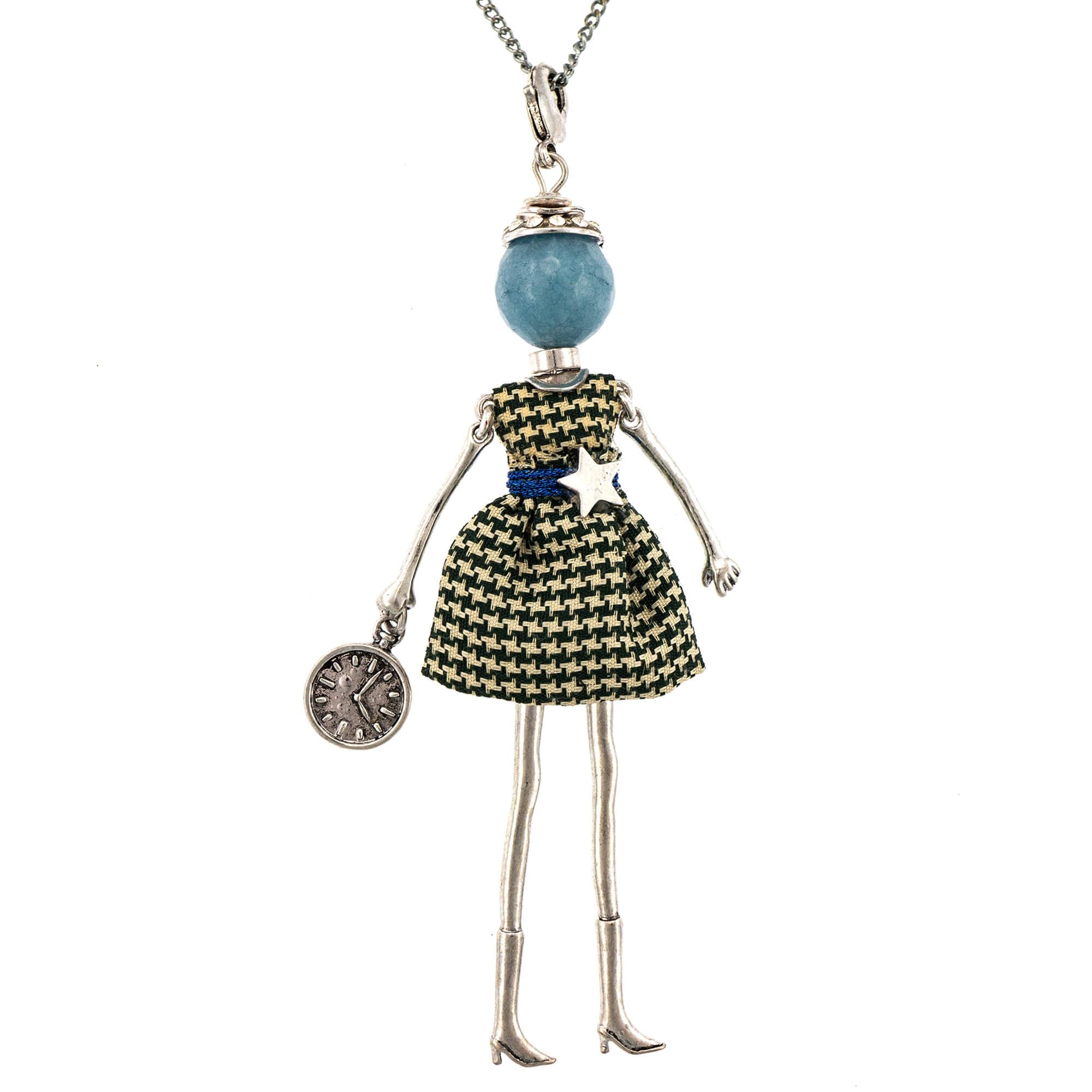 Pandantiv cu lant Bambola in Stile Philadelphia-Blue-Silver, Pret-a-porter Style by Roxannes - Bambole Milanesi, Albastru 42393-Blue-Silver