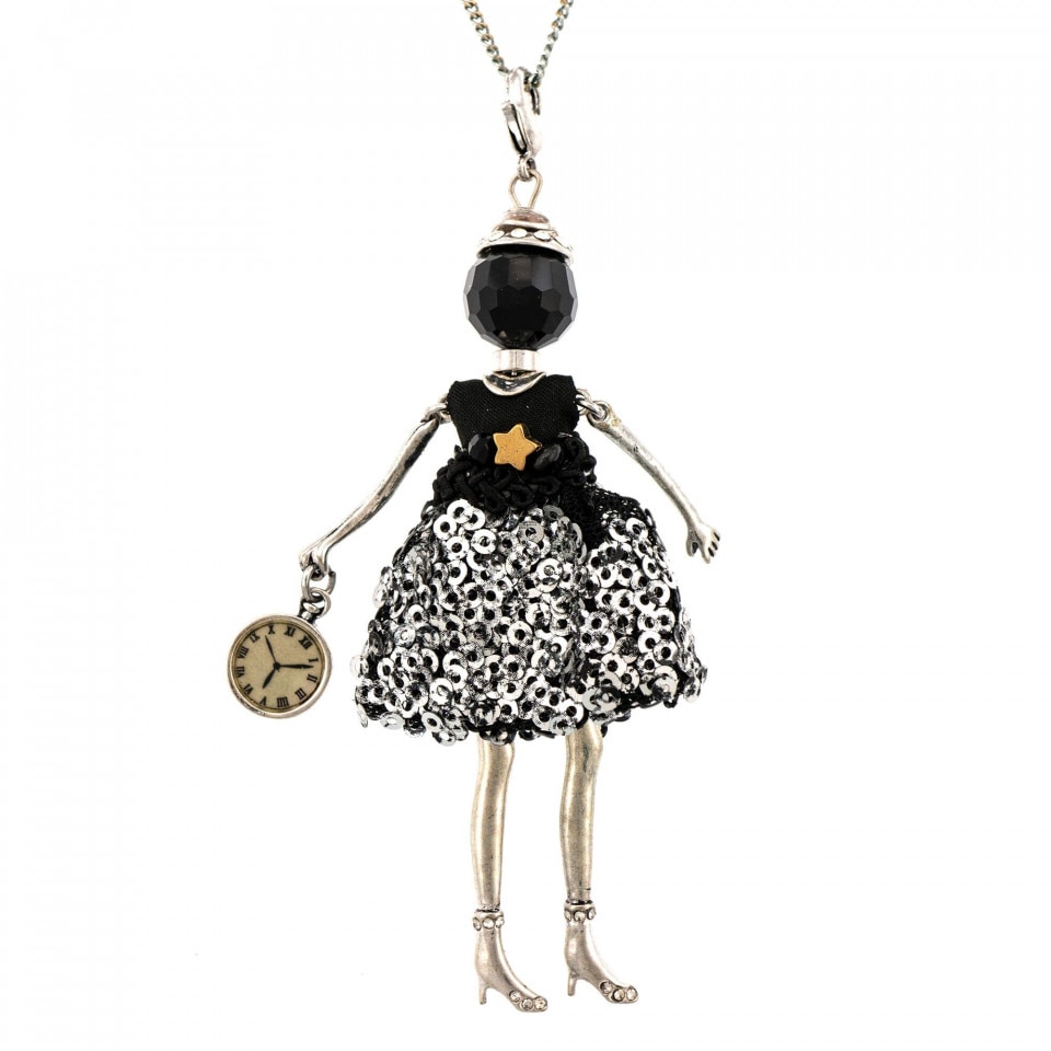 Pandantiv cu lant Bambola in Stile Los Angeles-Brillare-Black, Haute Couture Style by Roxannes - Bambole Milanesi, Negru 42226-Black