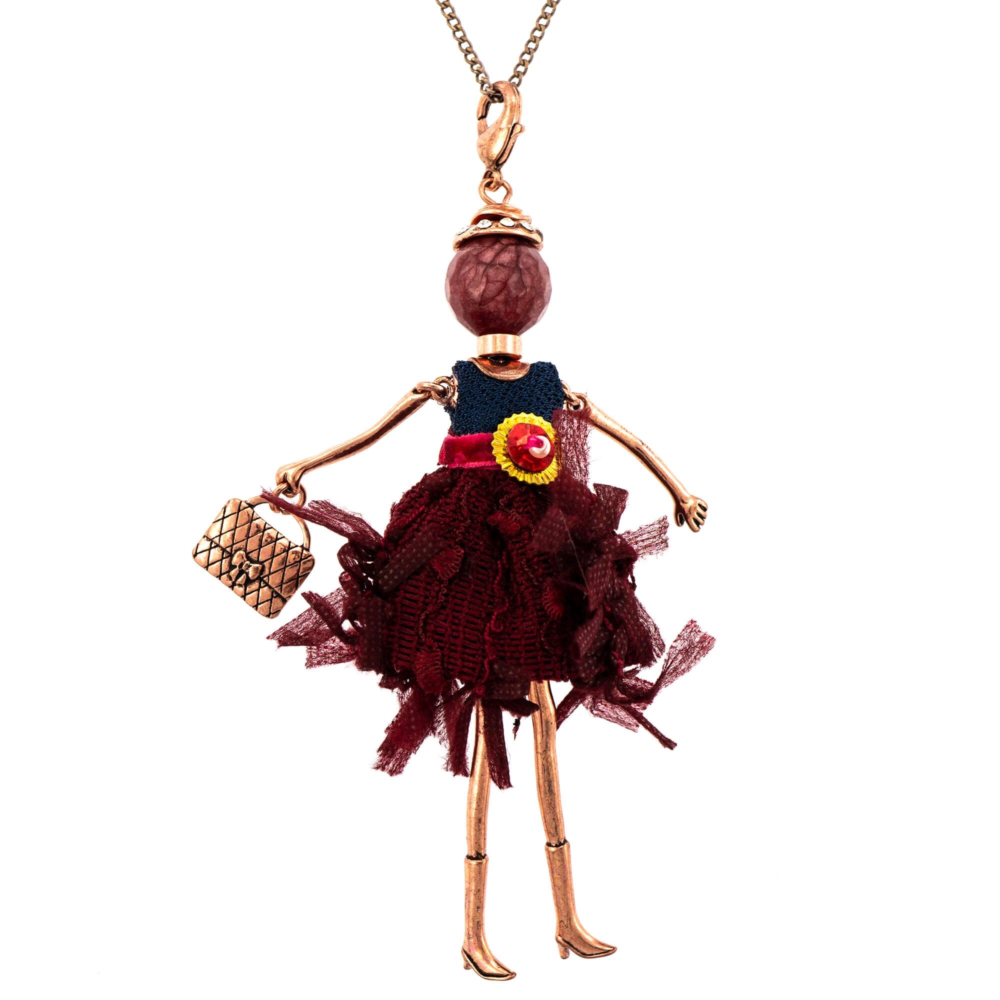 Pandantiv cu lant Bambola in Stile Avignon-Red, Haute Couture Style by Roxannes - Bambole Milanesi, Rosu 42238-Red