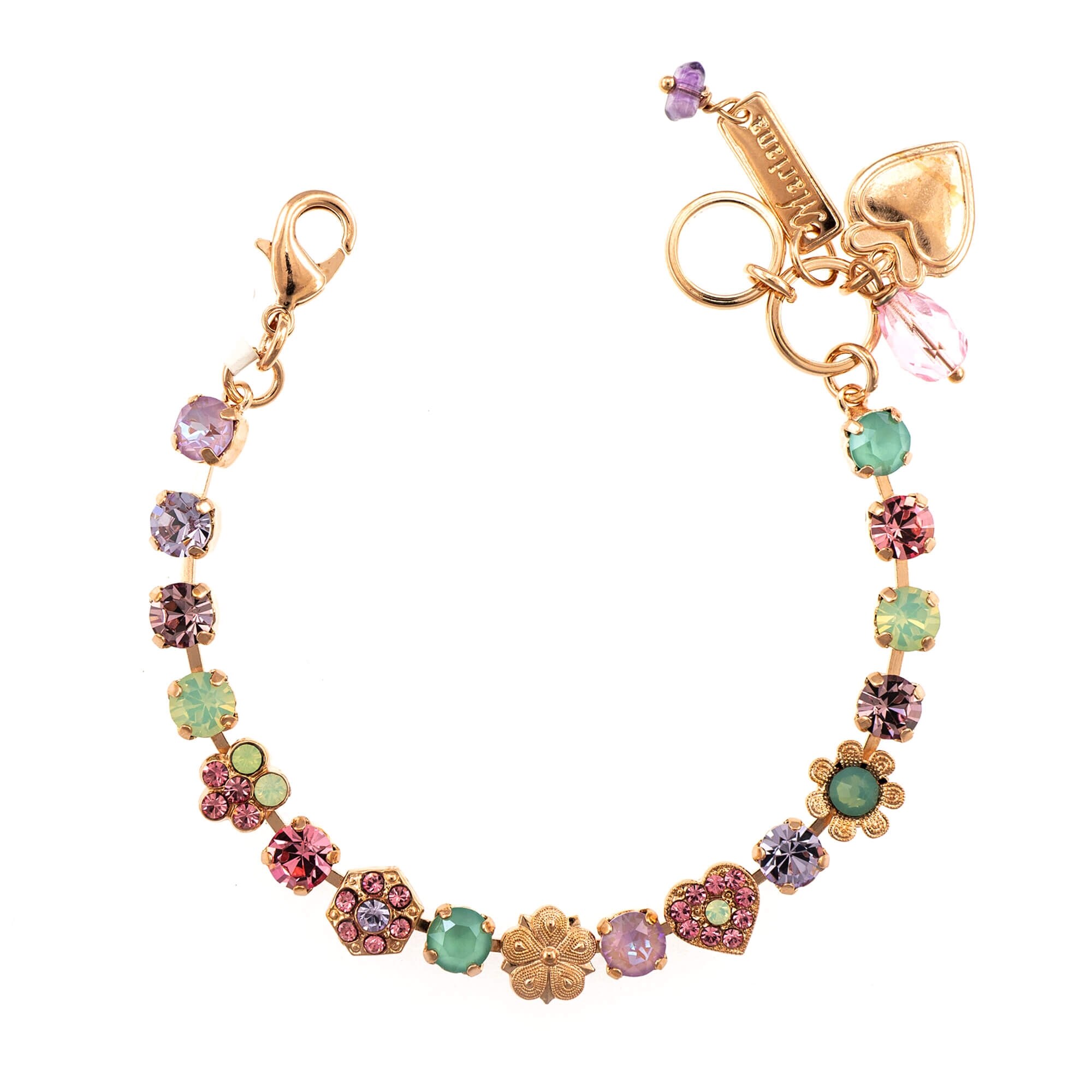 Bratara placata cu Aur roz de 24K, Cristale, Lavender - Botanica by Roxannes - Mariana Jewellery, Multicolor 4028/2-1910RG