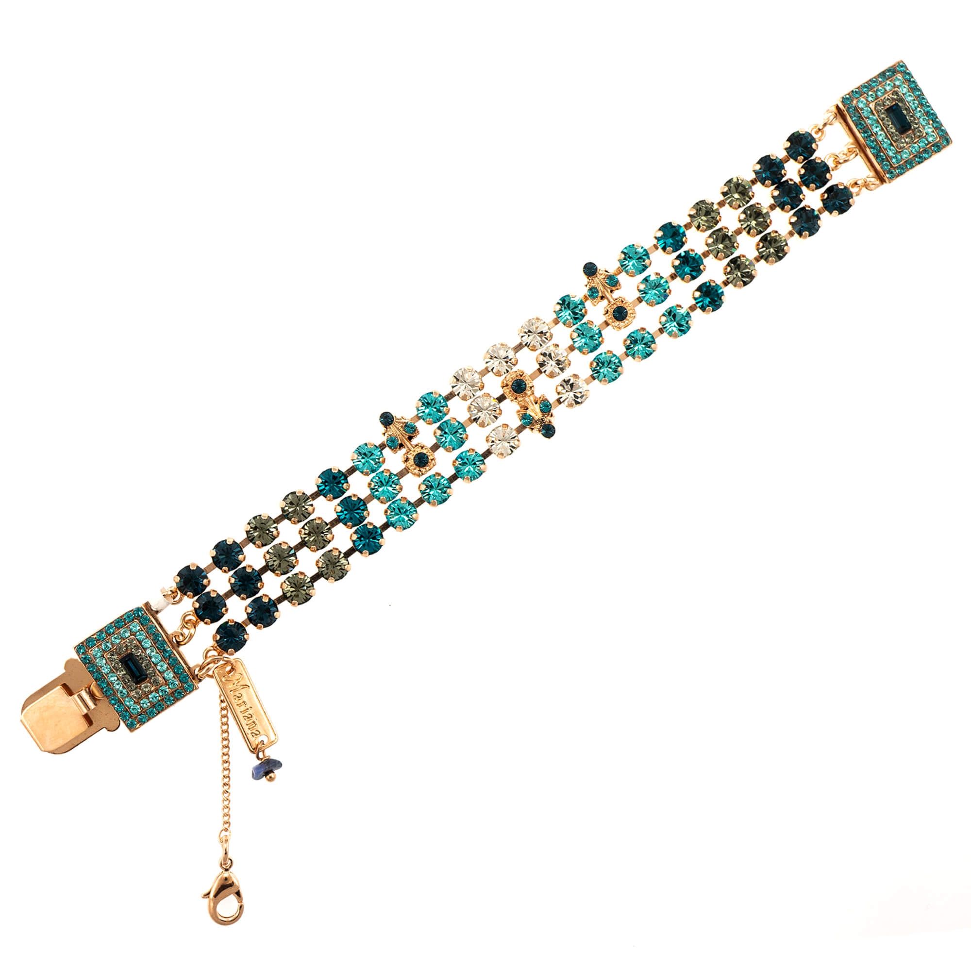 Bratara placata cu Aur roz de 24K, Cristale, Nightfall - Mystique by Roxannes - Mariana Jewellery, Albastru 4000/3-1114RG
