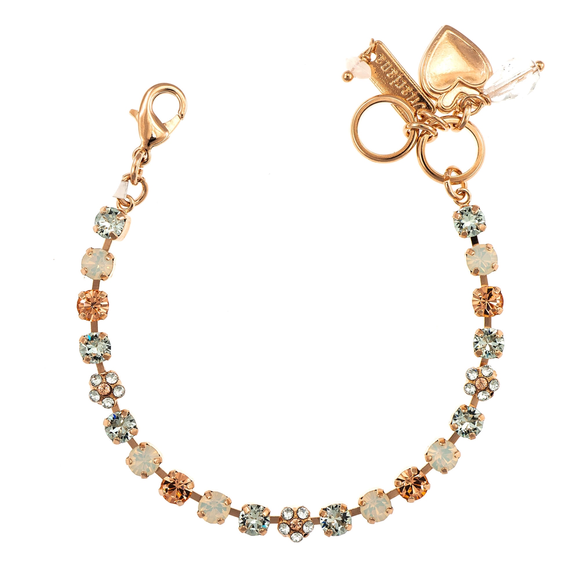 Bratara placata cu Aur roz de 24K, Cristale, Gardenia - Botanica by Roxannes - Mariana Jewellery, Alb/Creme 4008-1913RG