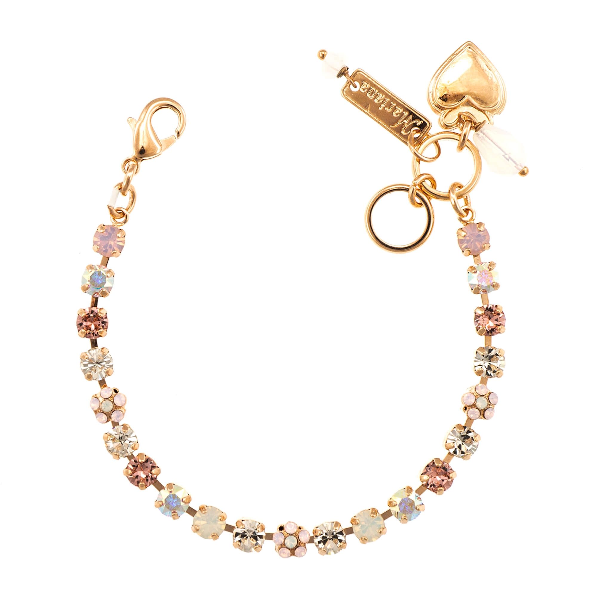 Bratara placata cu Aur roz de 24K, Cristale, Aura by Roxannes - Mariana Jewellery, Alb/Roz 4008-1112RG