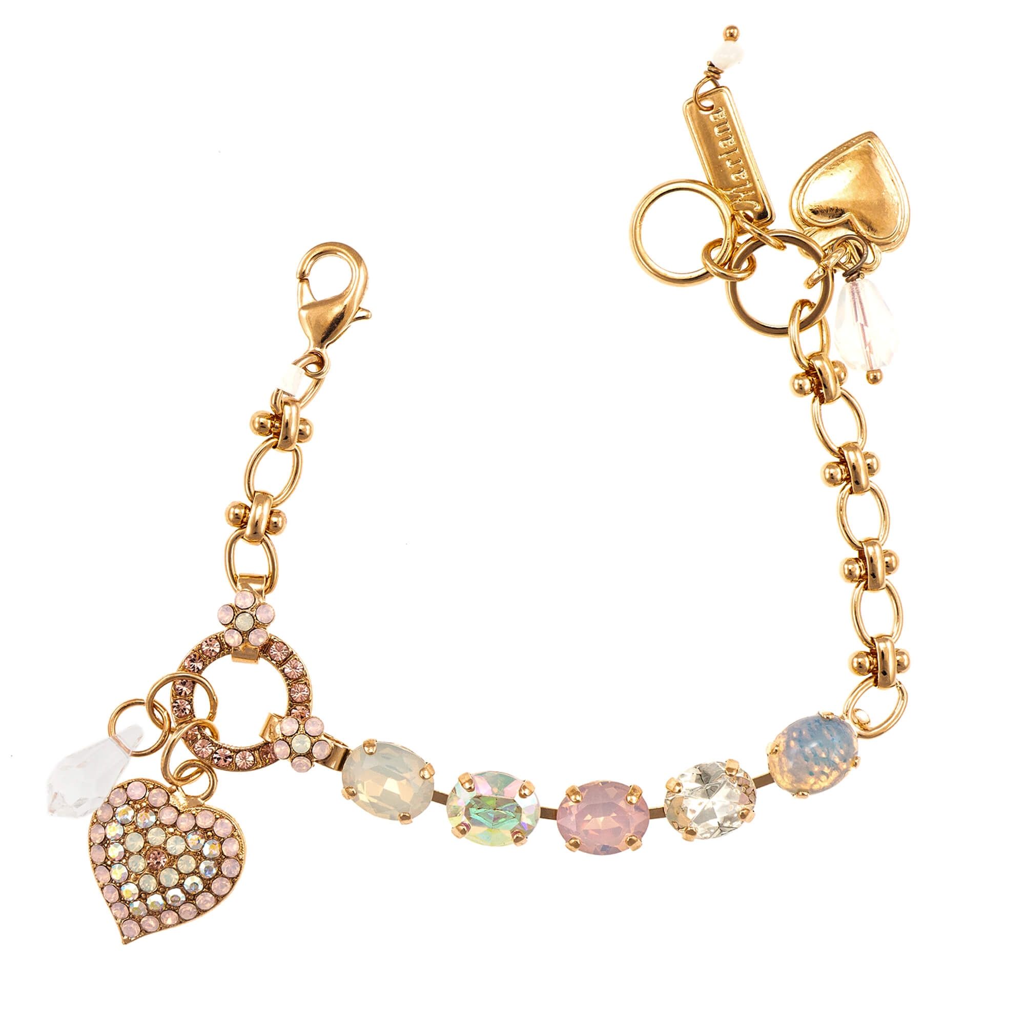 Bratara placata cu Aur roz de 24K, Cristale, Aura by Roxannes - Mariana Jewellery, Alb/Roz 4019/8-1112RG