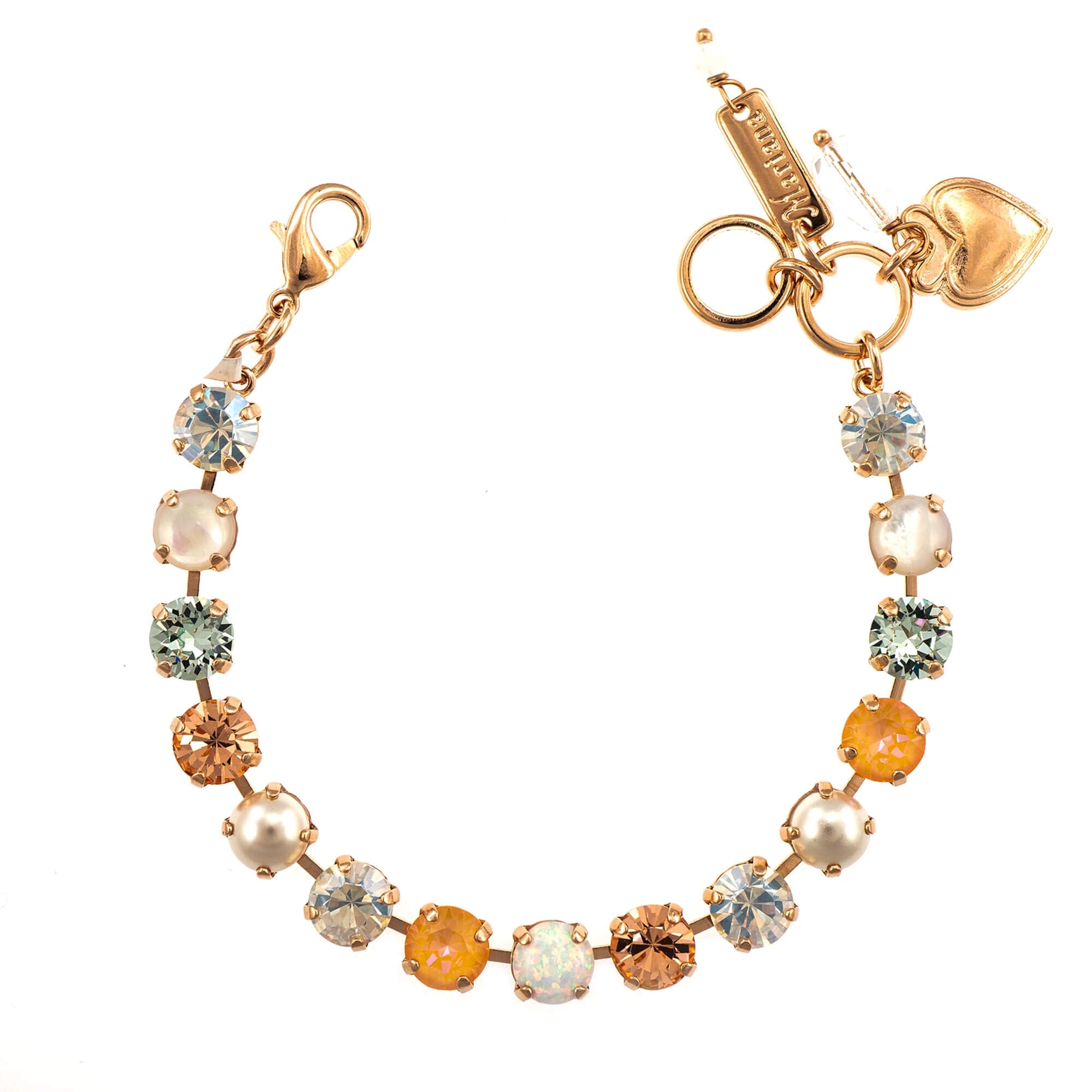 Bratara placata cu Aur roz de 24K, Cristale si Pietre Semipretioase, Gardenia - Botanica by Roxannes - Mariana Jewellery, Alb/Creme 4252SO1-M1913RG