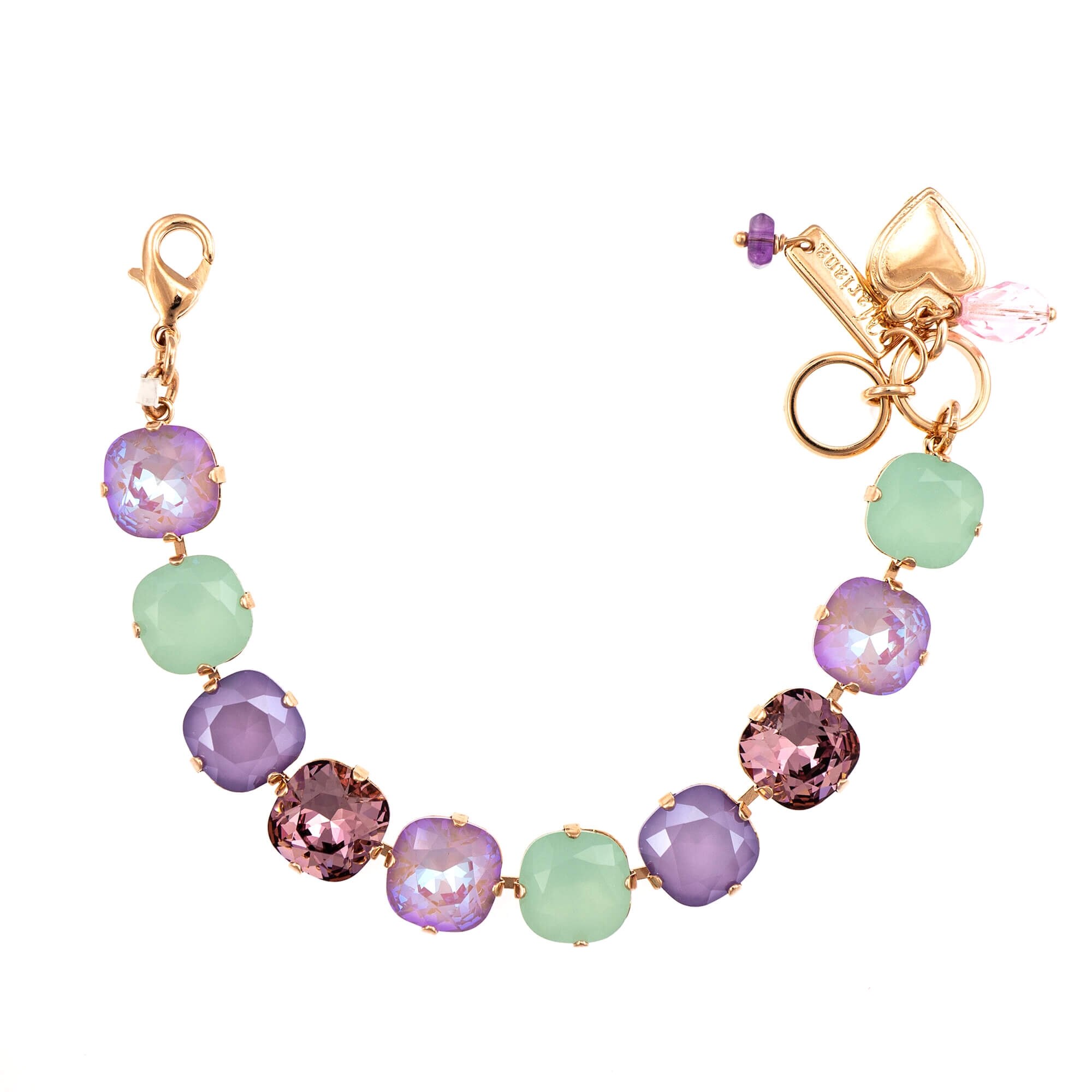 Bratara placata cu Aur roz de 24K, Cristale, Lavender - Botanica by Roxannes - Mariana Jewellery, Multicolor 4326/2-1910RG