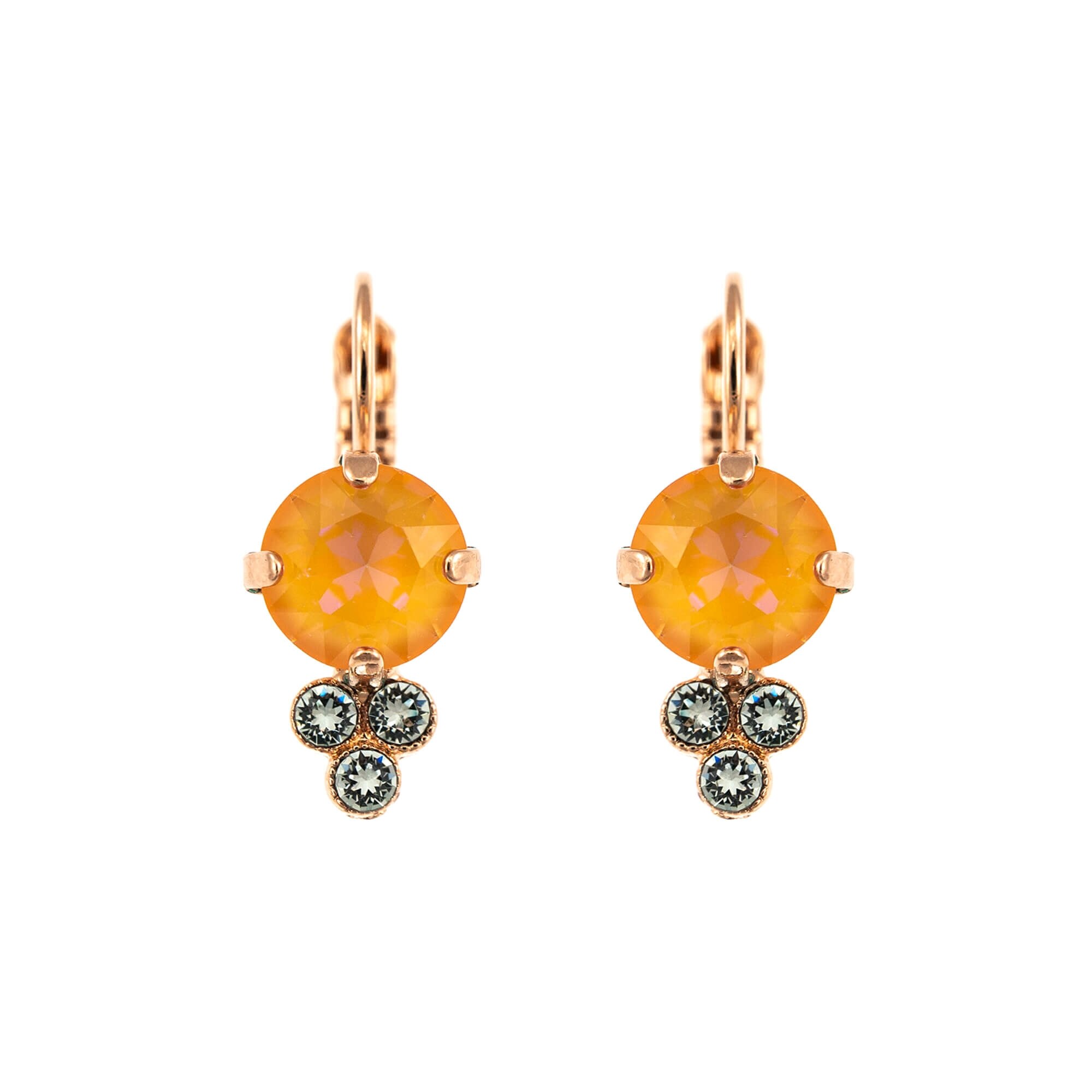 Cercei placati cu Aur roz de 24K, Cristale, Gardenia - Botanica by Roxannes - Mariana Jewellery, Galben/Mov 1010-1913RG6