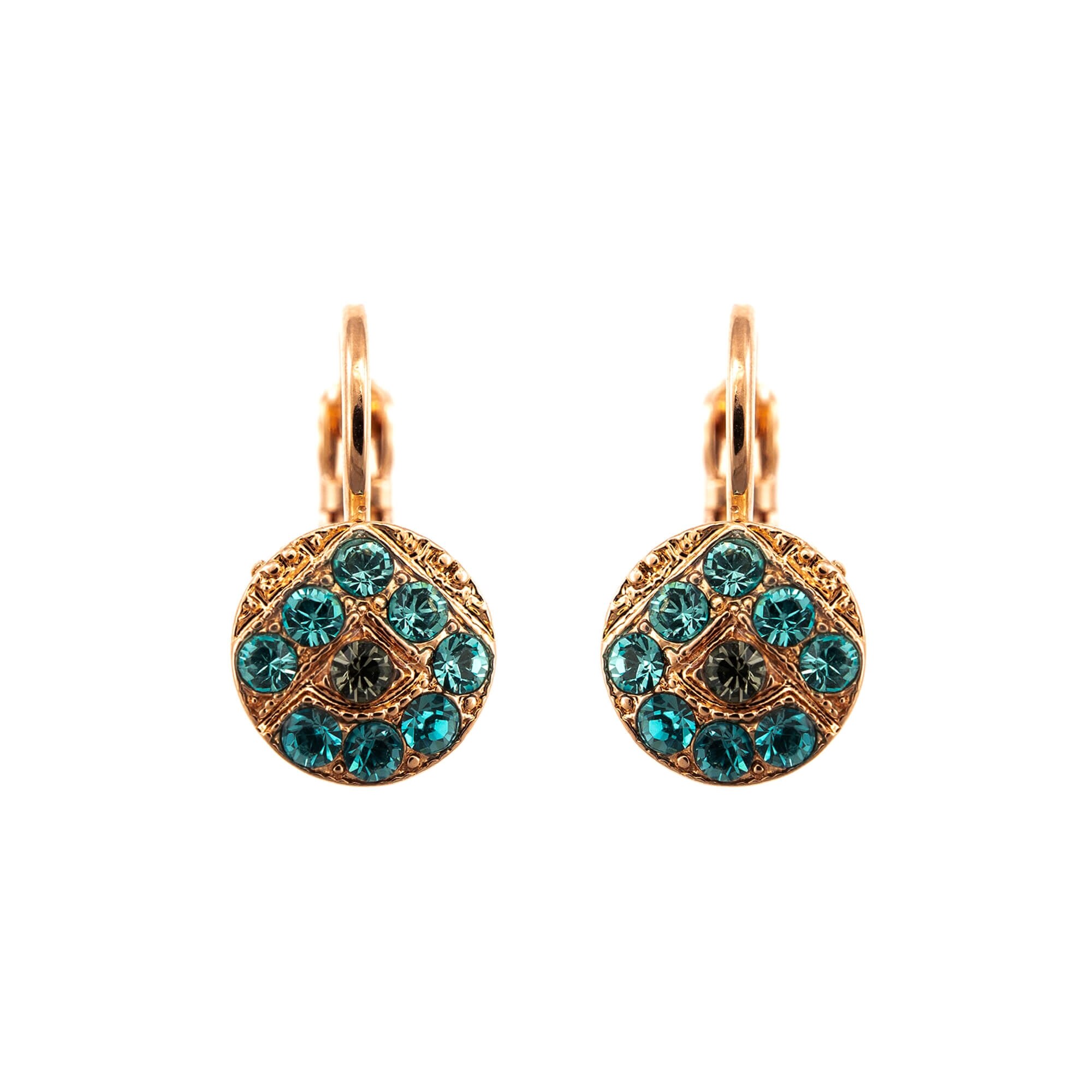 Cercei placati cu Aur roz de 24K, Cristale , Nightfall - Mystique by Roxannes - Mariana Jewellery, Albastru