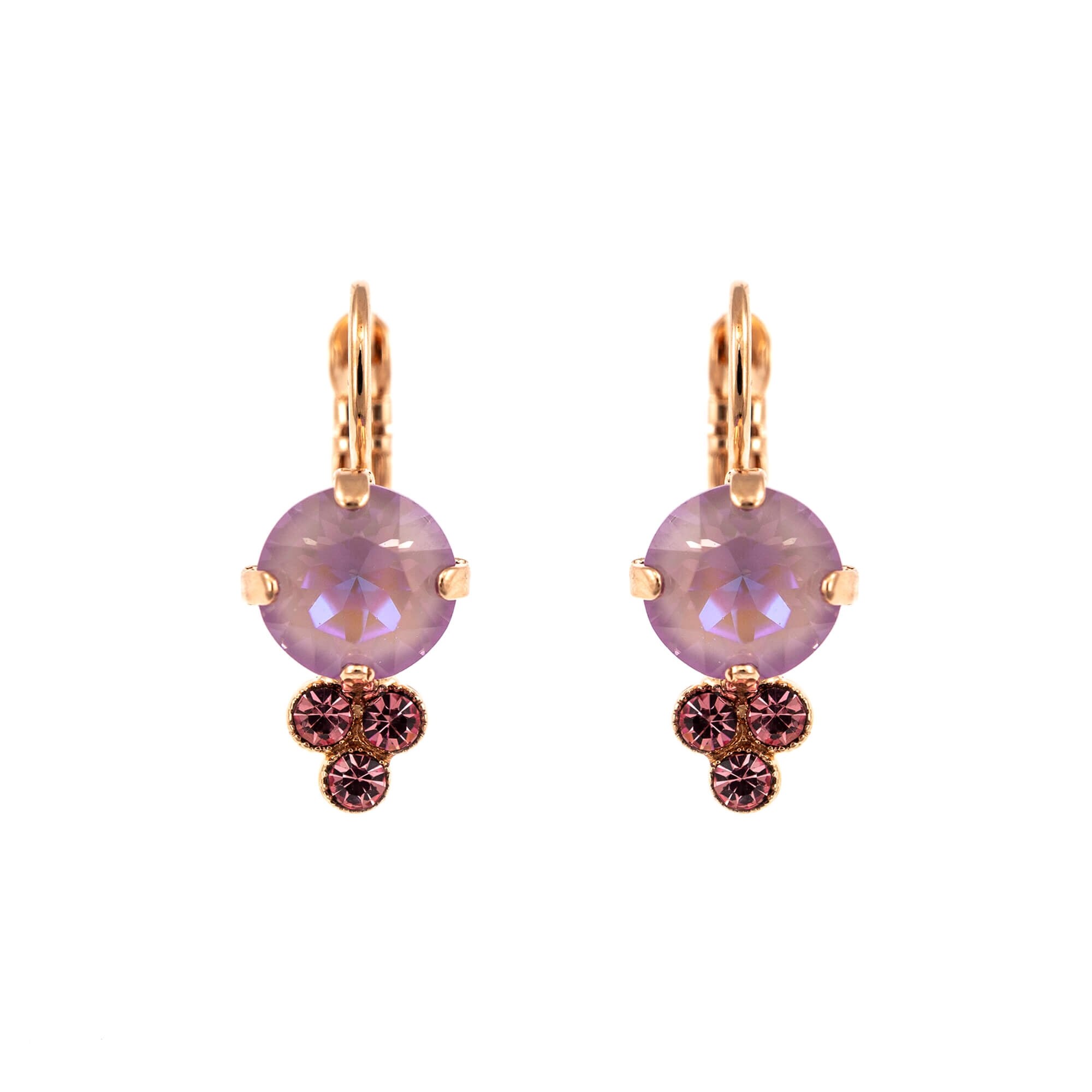 Cercei placati cu Aur roz de 24K, Cristale, Lavender - Botanica by Roxannes - Mariana Jewellery, Roz/Mov 1010-1910RG6