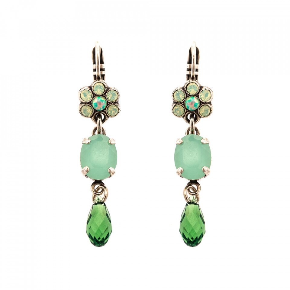 Cercei placati cu Argint 925, Cristale Swarovski, Fern by Roxannes - Mariana Jewellery, Verde 1019/1-2143SP6