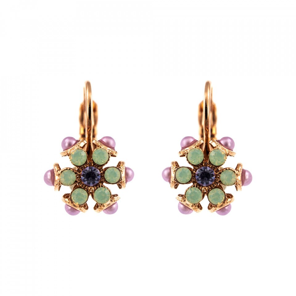 Cercei placati cu Aur roz de 24K, Cristale Swarovski, Lavender - Botanica by Roxannes - Mariana Jewellery, Multicolor 1005/1-1910RG6