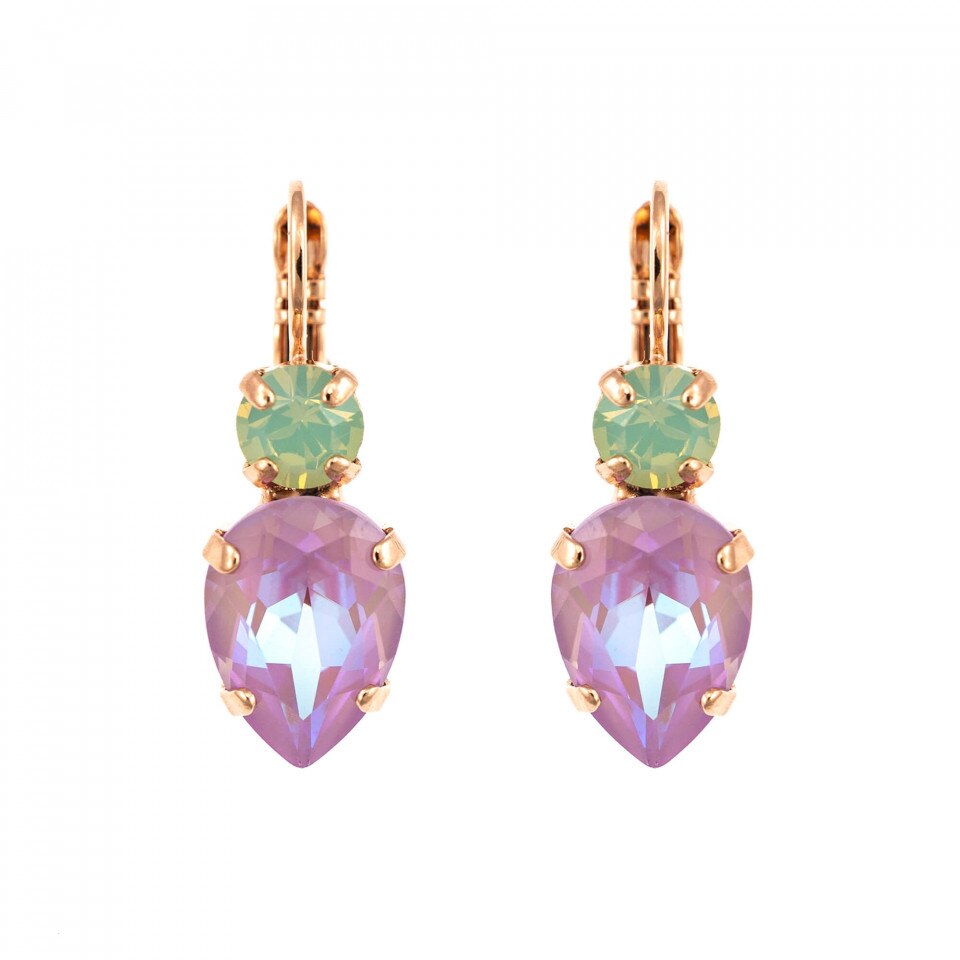 Cercei placati cu Aur roz de 24K, Cristale Swarovski, Lavender - Botanica by Roxannes - Mariana Jewellery, Multicolor 1030/6-1910RG6