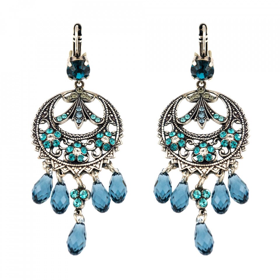 Cercei placati cu Argint 925, Cristale Swarovski, Nightfall - Mystique by Roxannes - Mariana Jewellery, Albastru 1043/1-1114SP6