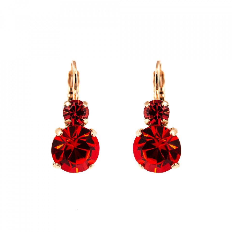 Cercei placati cu Aur roz de 24K, Cristale Swarovski, Classic Beauty by Roxannes - Mariana Jewellery, Portocaliu 1062-1047RG6