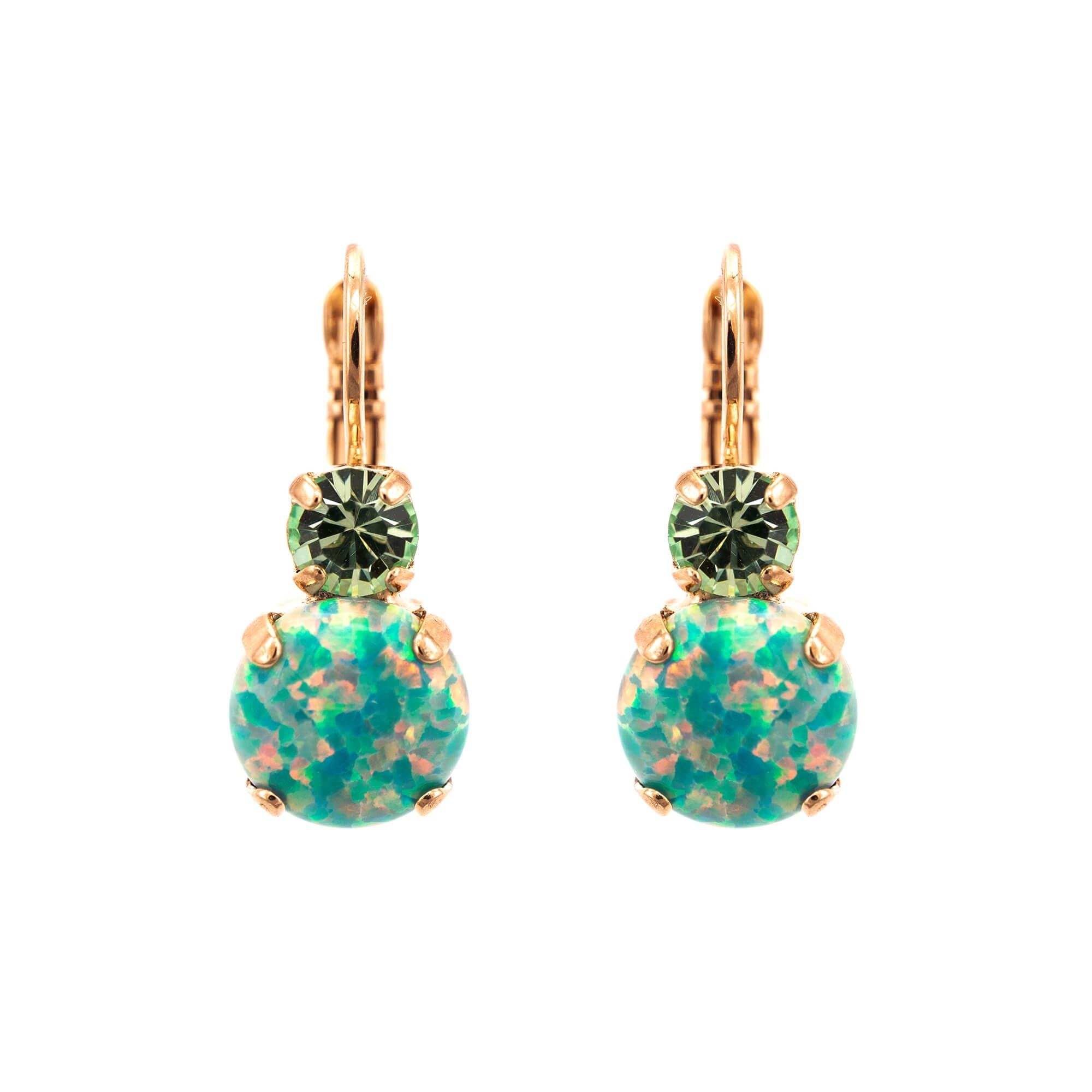 Cercei placati cu Aur roz de 24K, Cristale si Pietre Semipretioase, Fern by Roxannes - Mariana Jewellery