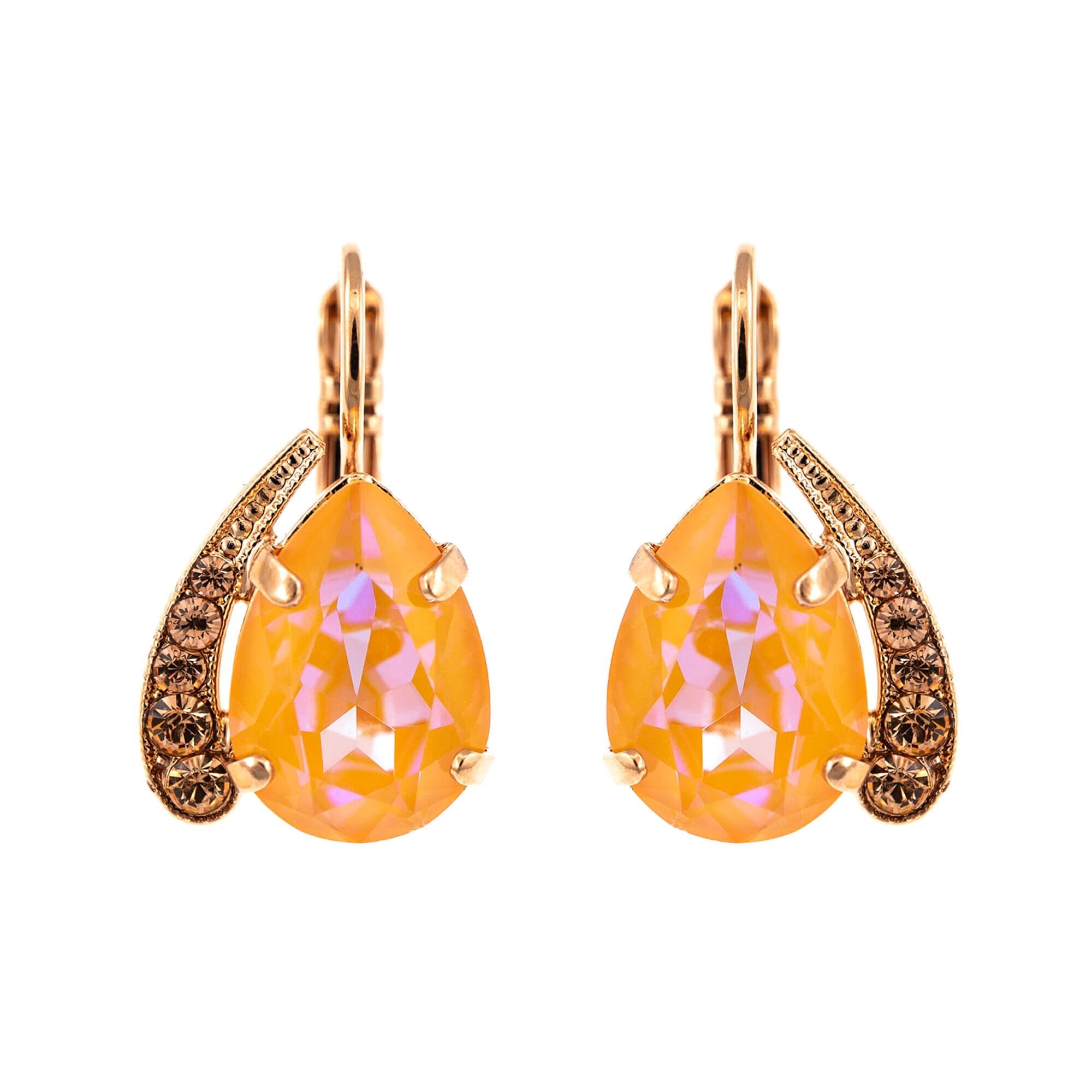 Cercei placati cu Aur roz de 24K, Cristale, Gardenia - Botanica by Roxannes - Mariana Jewellery, Galben Topaz 1032-140362RG6