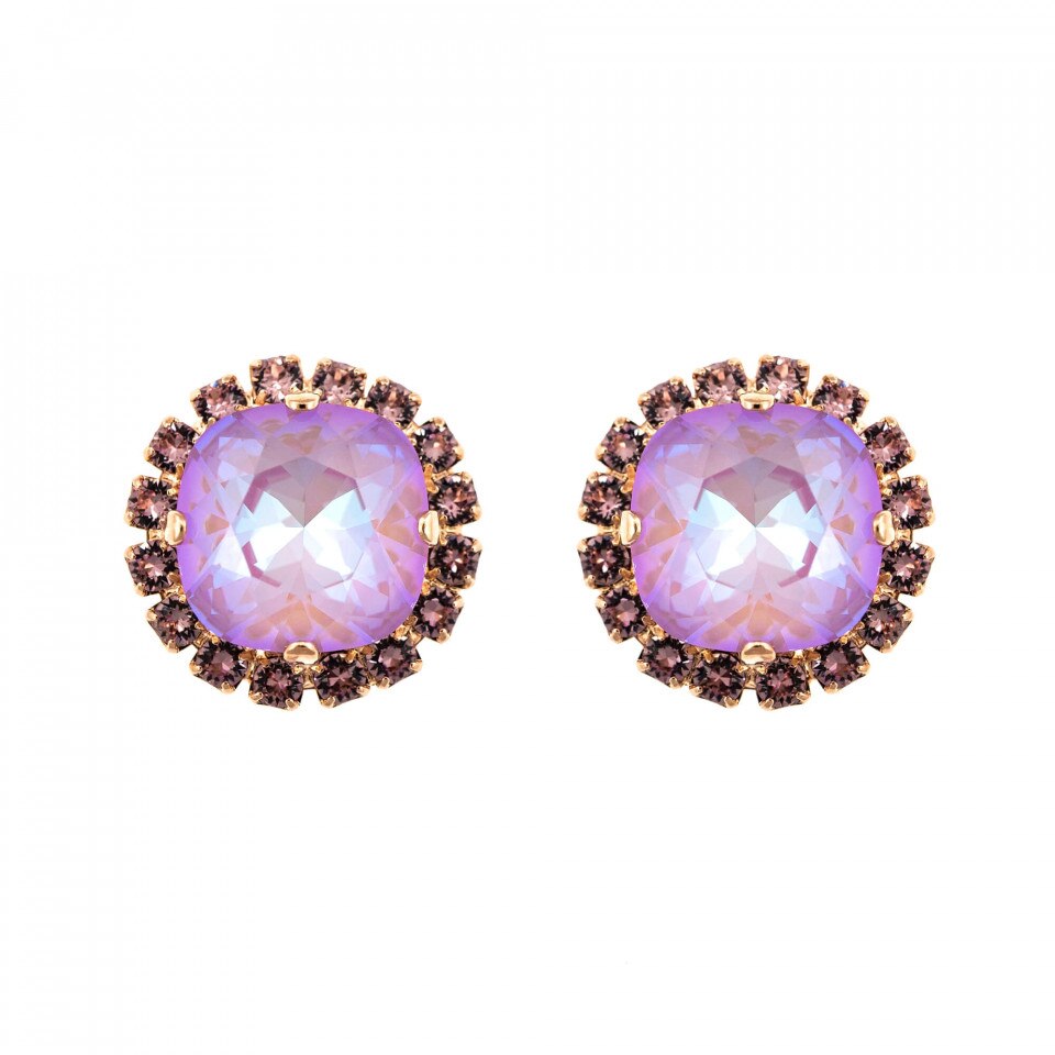 Cercei placati cu Aur roz de 24K, Cristale Swarovski, Lavender - Botanica by Roxannes - Mariana Jewellery, Multicolor 1080/4-1910RG2