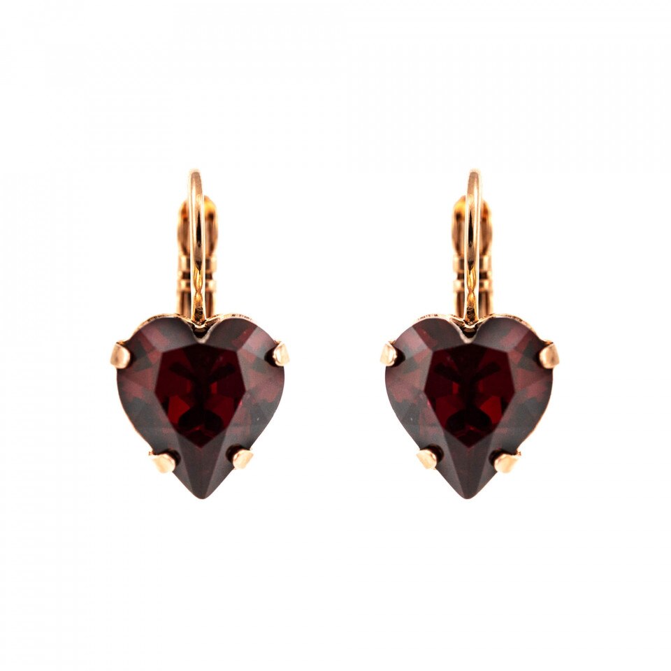 Cercei placati cu Aur roz de 24K, Cristale Swarovski, Camelia - Botanica by Roxannes - Mariana Jewellery, Rosu 1100/2-208RG6