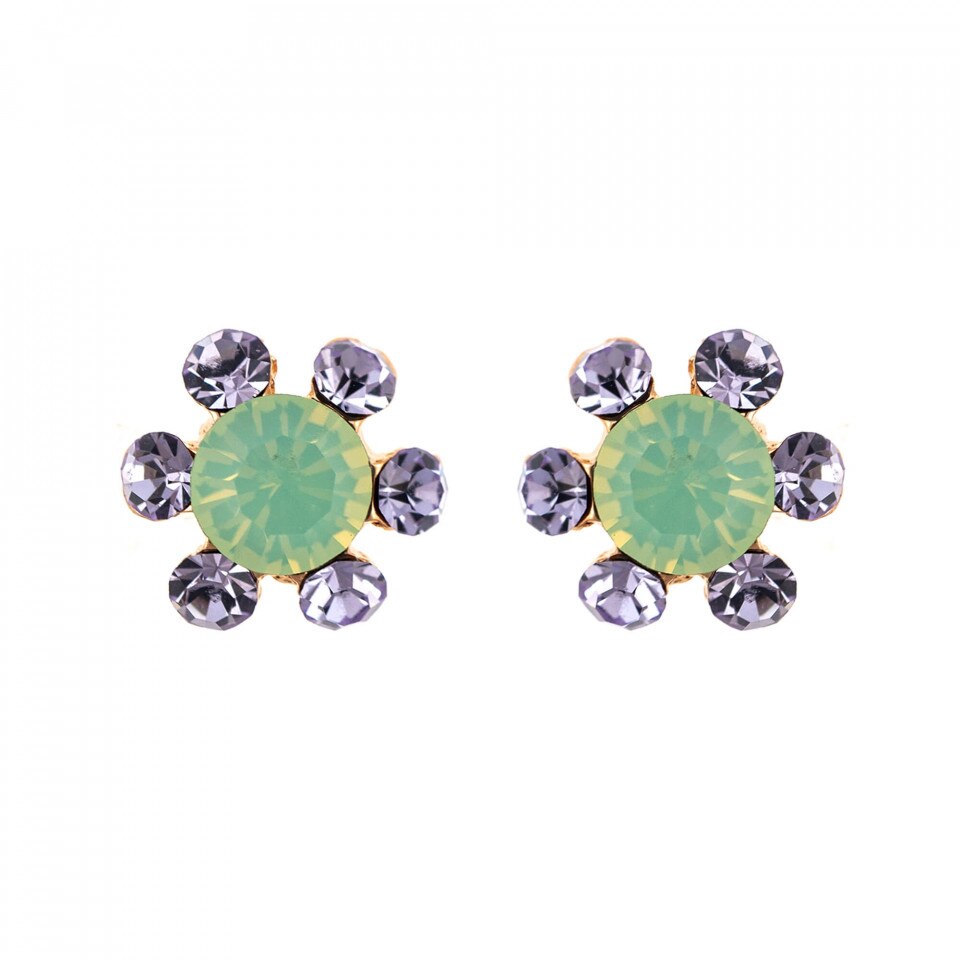 Cercei placati cu Aur roz de 24K, Cristale Swarovski, Lavender - Botanica by Roxannes - Mariana Jewellery, Multicolor 1090/3-1910RG2