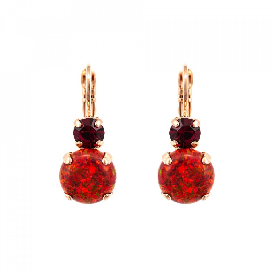 Cercei placati cu Aur roz de 24K, Cristale Swarovski, FireFly by Roxannes - Mariana Jewellery, Rosu 1062SO-M2140RG6