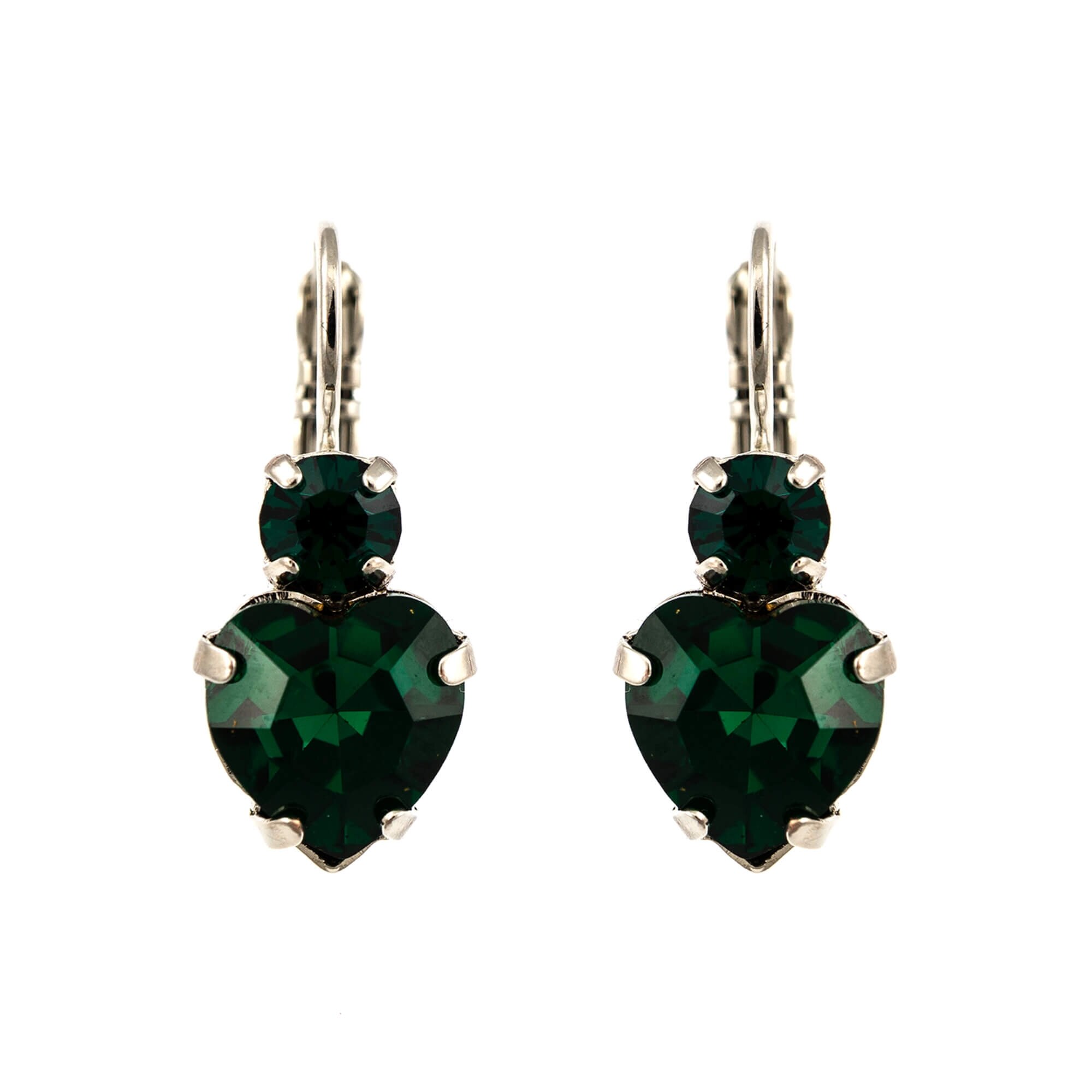 Cercei placati cu rodiu, Cristale , Emerald by Roxannes - Mariana Jewellery, Verde