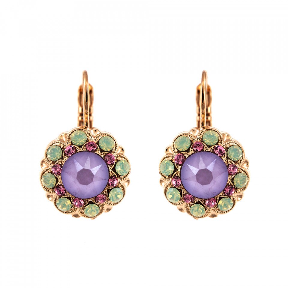 Cercei placati cu Aur roz de 24K, Cristale Swarovski, Lavender - Botanica by Roxannes - Mariana Jewellery, Multicolor 1417-1910RG6