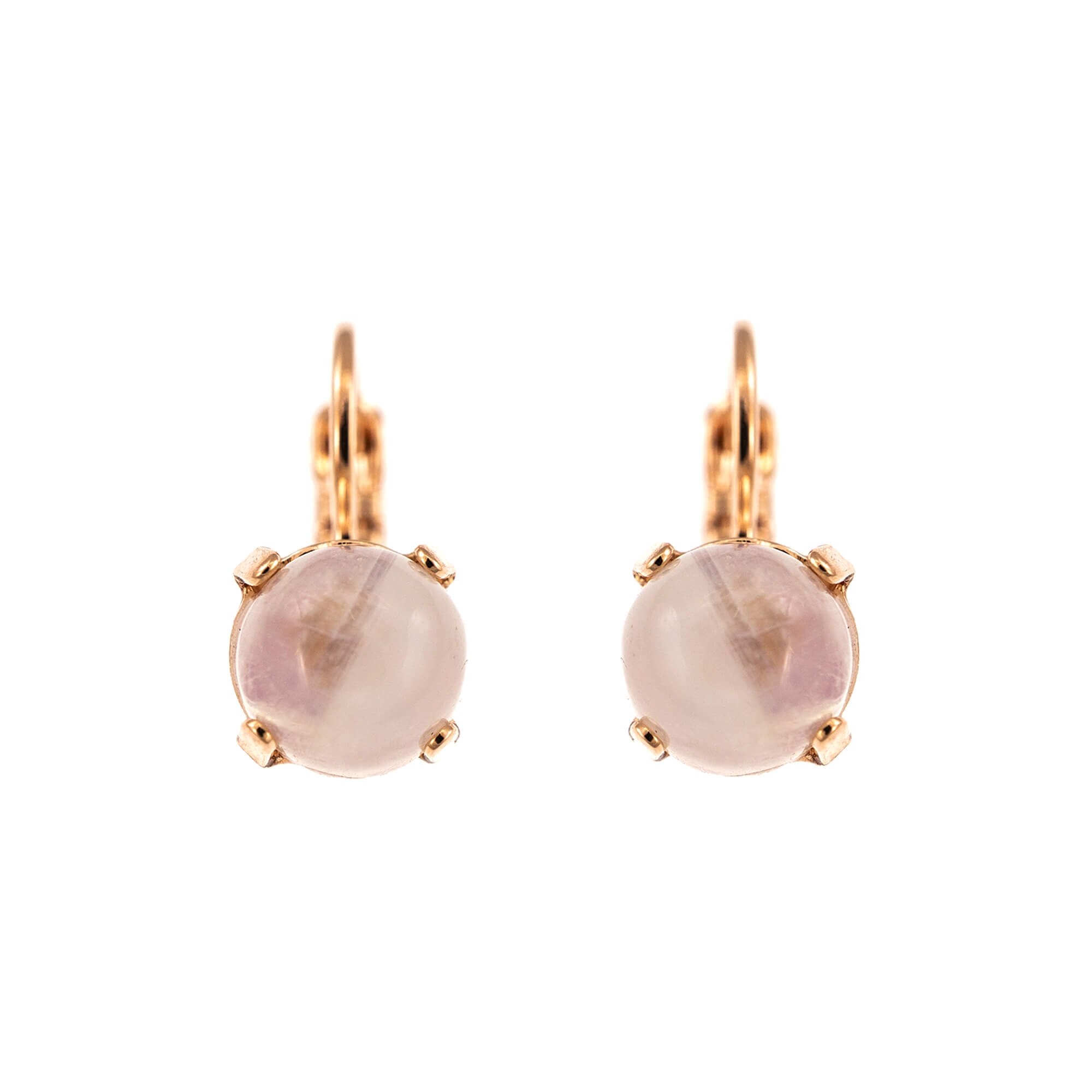 Cercei placati cu Aur roz de 24K, Cristale si Pietre semipretioase, Elizabeth by Roxannes - Mariana Jewellery, Alb