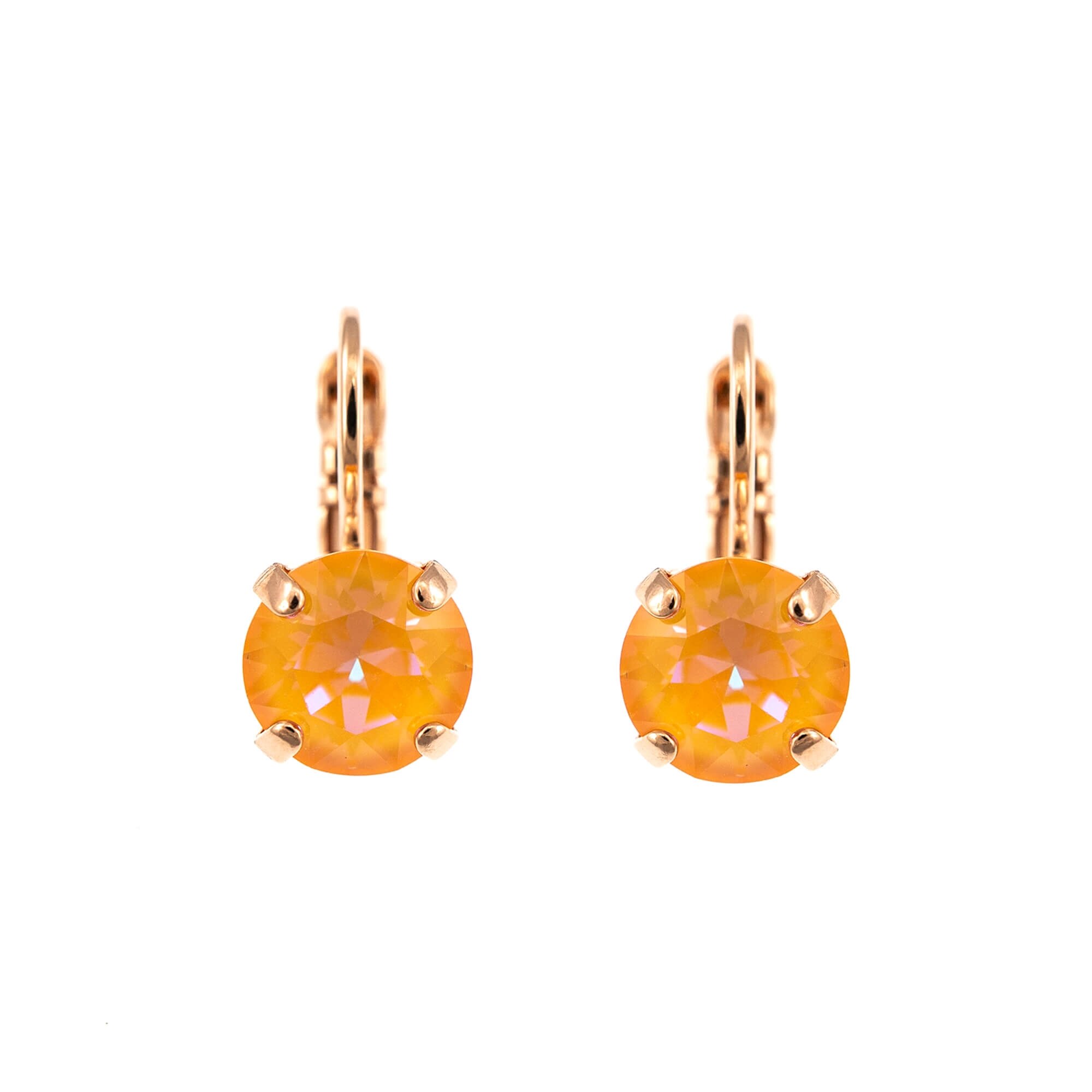 Cercei placati cu Aur roz de 24K, Cristale, Gardenia - Botanica by Roxannes - Mariana Jewellery, Galben Topaz