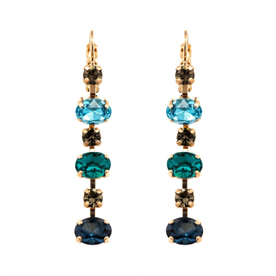 Cercei placati cu Aur roz de 24K, Cristale Swarovski, Nightfall - Mystique by Roxannes - Mariana Jewellery, Albastru 1508/3-1114RG6