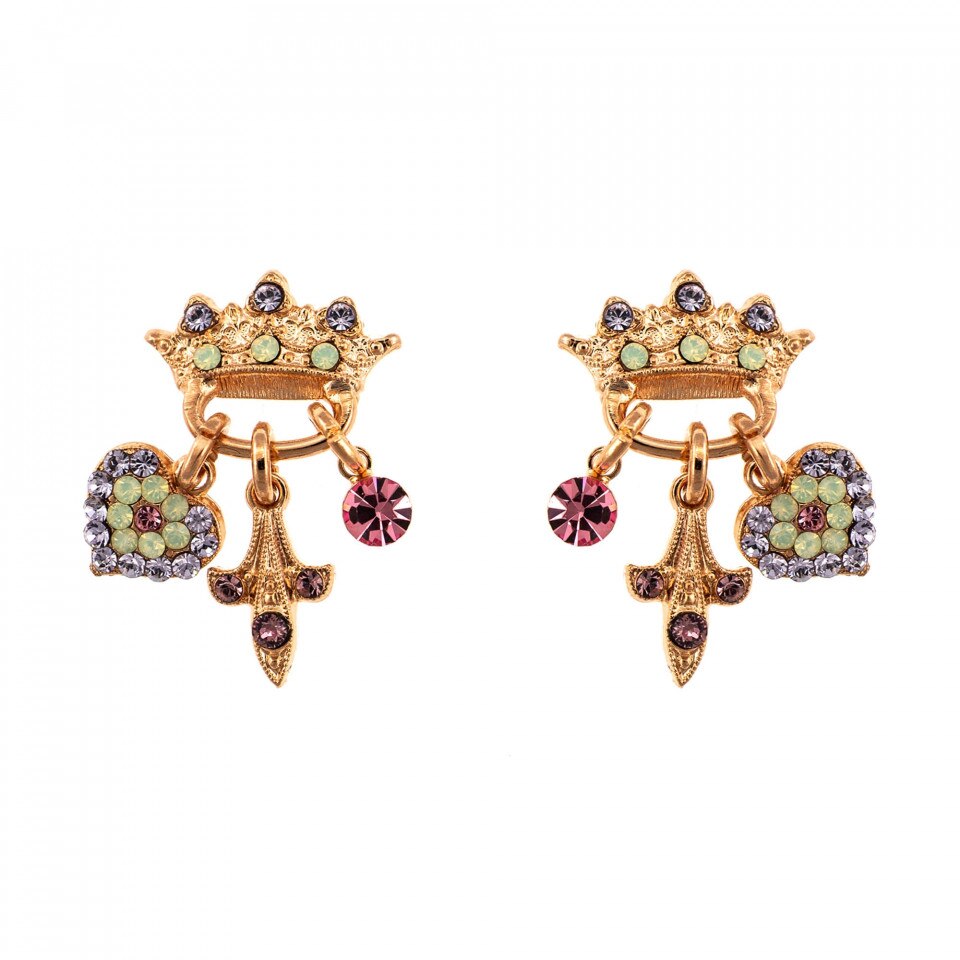 Cercei placati cu Aur roz de 24K, Cristale Swarovski, Lavender - Botanica by Roxannes - Mariana Jewellery, Multicolor 1543/1-1910RG2